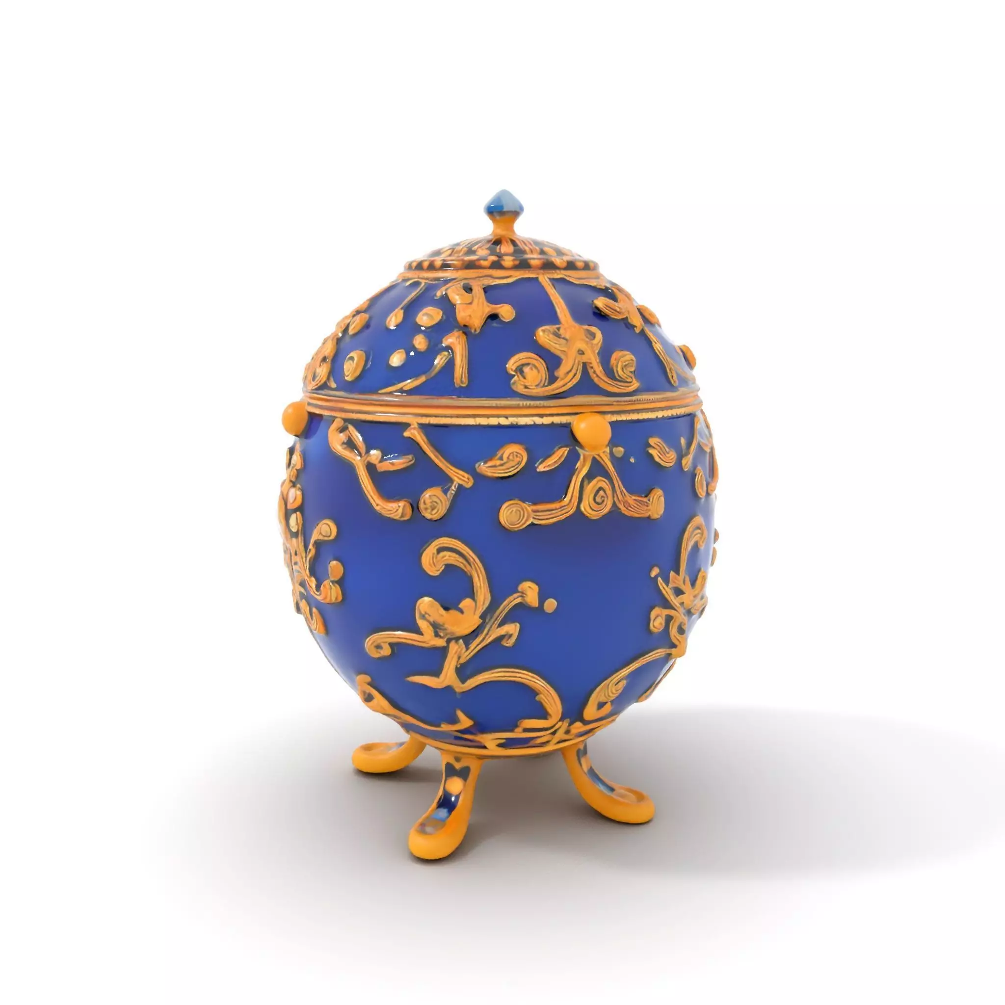 Ornate Royal Blue Egg with Gold Accents Model Pack Low-poly 3D model_0