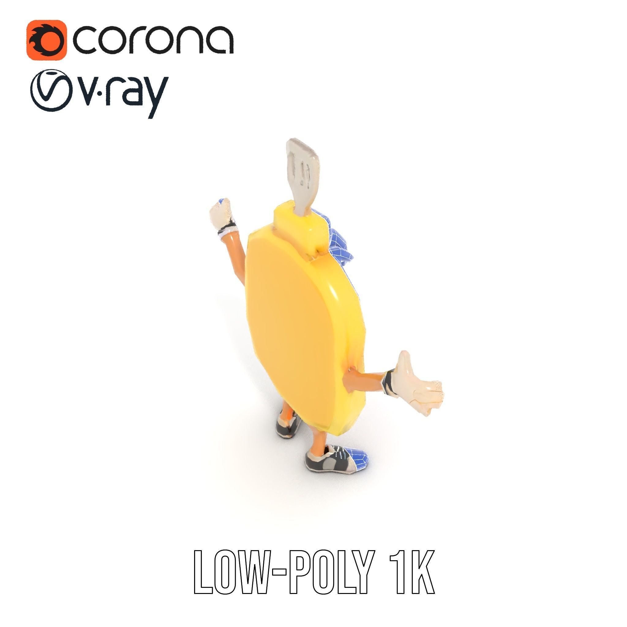 Rigged and Animated Pancake Buddy with Syrup and Spatula Low-poly 3D model_22