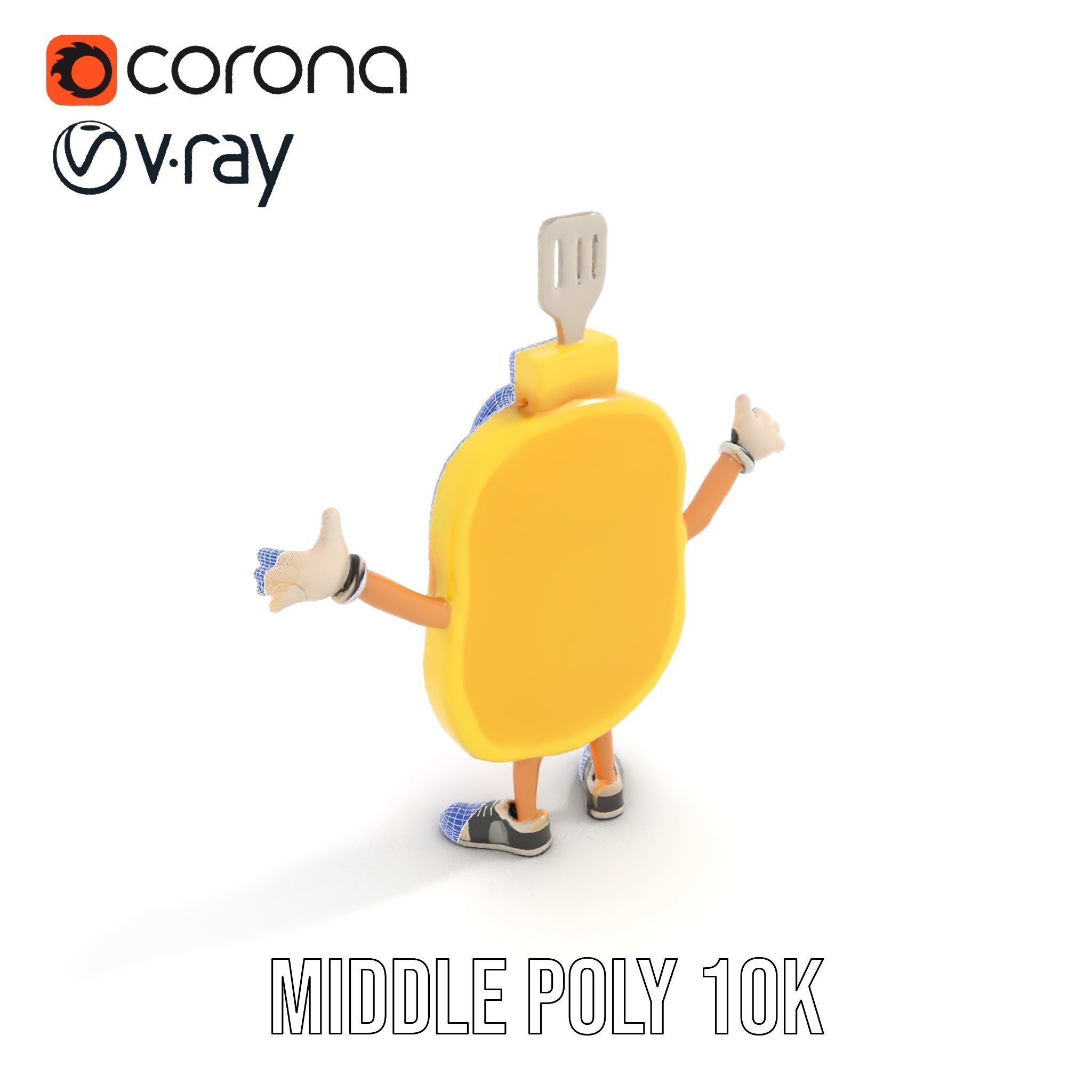 Rigged and Animated Pancake Buddy with Syrup and Spatula Low-poly 3D model_18