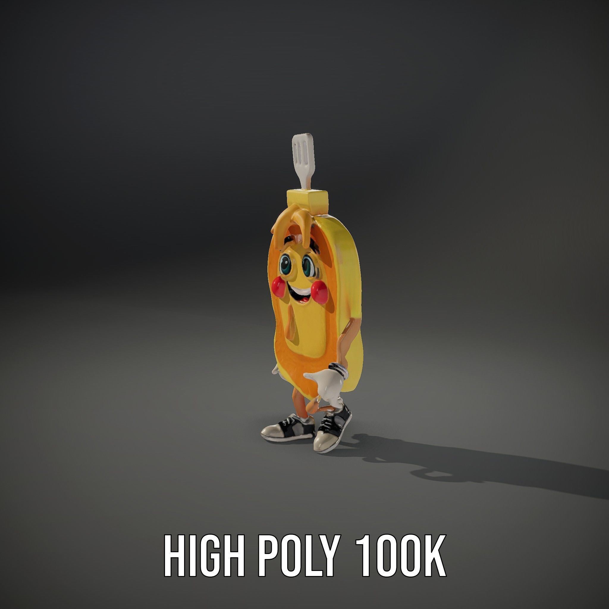 Rigged and Animated Pancake Buddy with Syrup and Spatula Low-poly 3D model_12