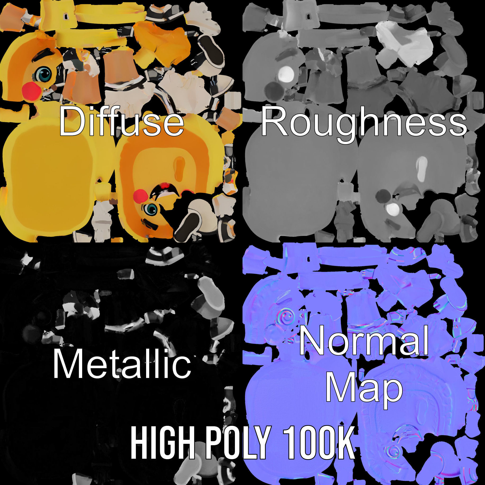 Rigged and Animated Pancake Buddy with Syrup and Spatula Low-poly 3D model_3