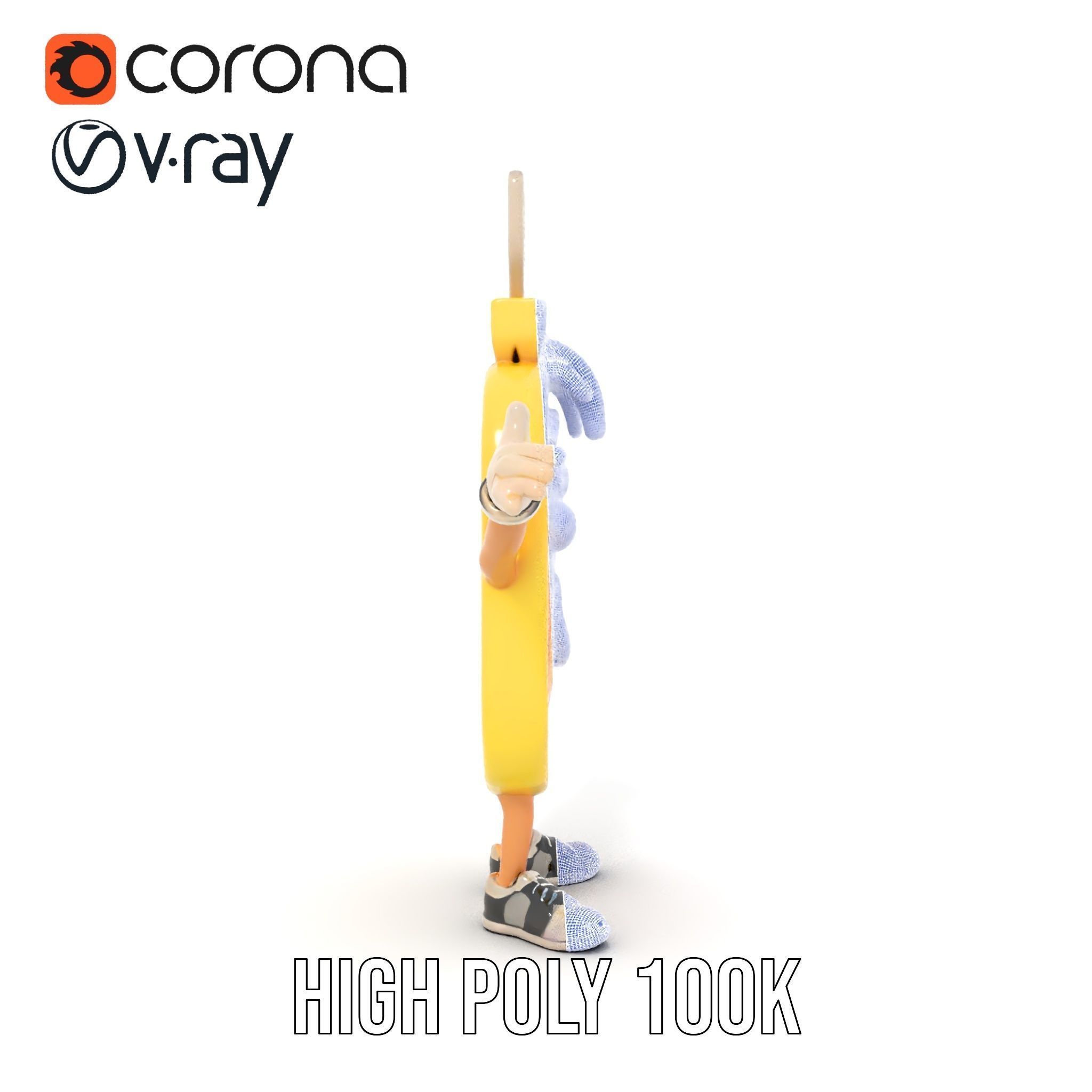 Rigged and Animated Pancake Buddy with Syrup and Spatula Low-poly 3D model_31