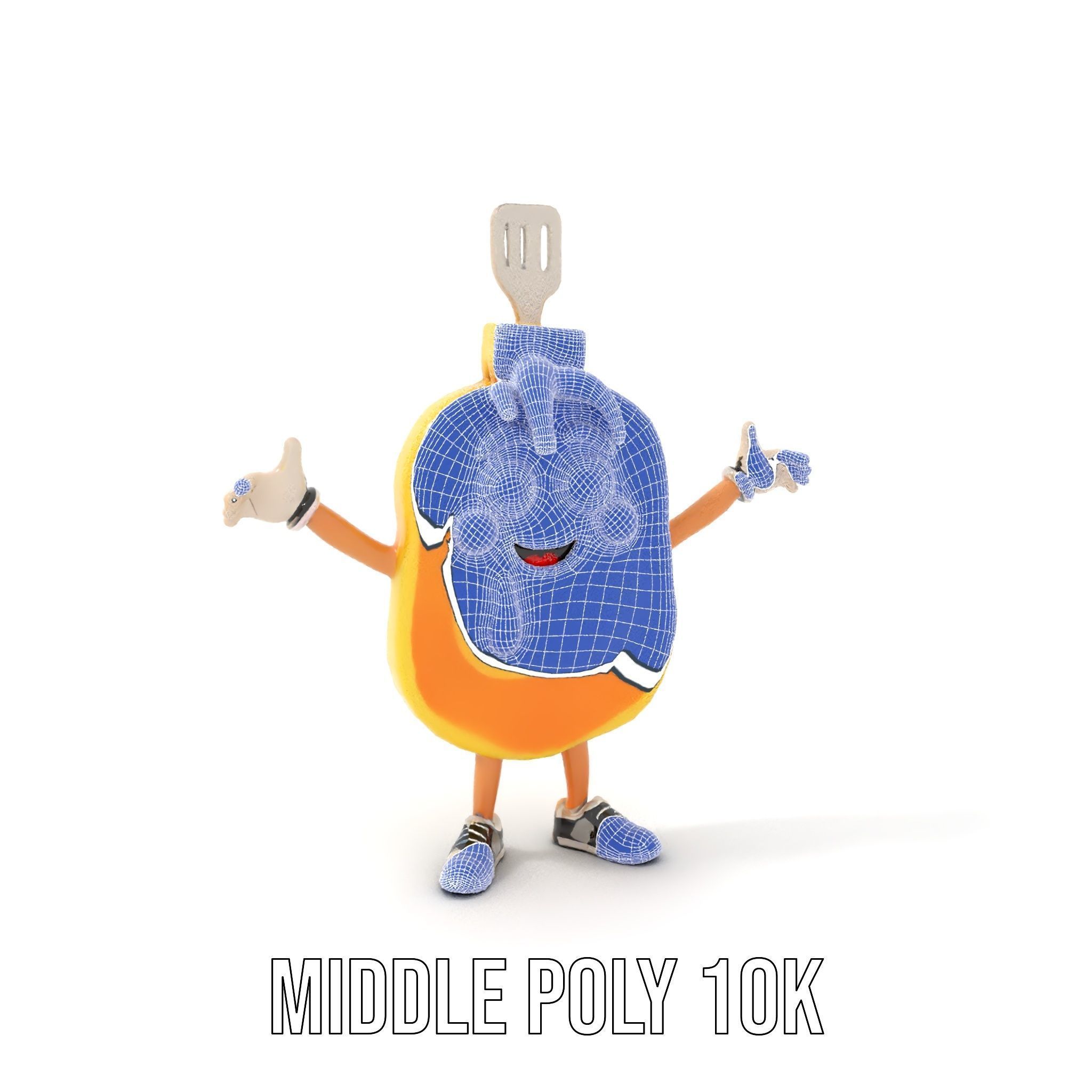 Rigged and Animated Pancake Buddy with Syrup and Spatula Low-poly 3D model_24