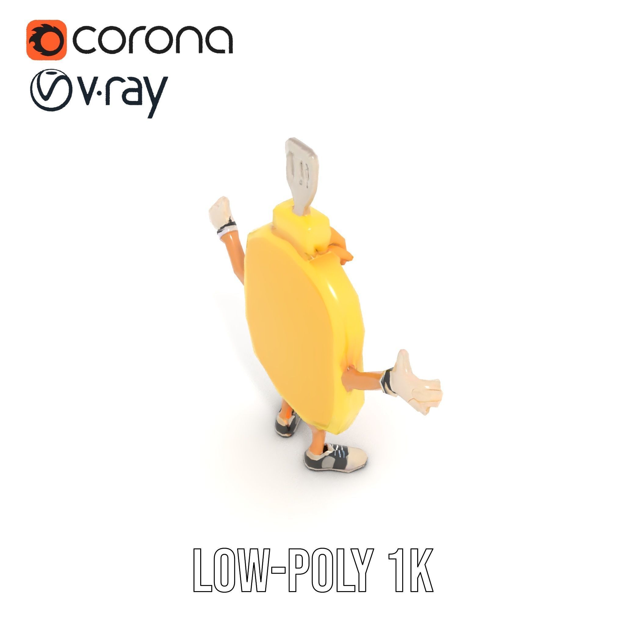 Rigged and Animated Pancake Buddy with Syrup and Spatula Low-poly 3D model_8