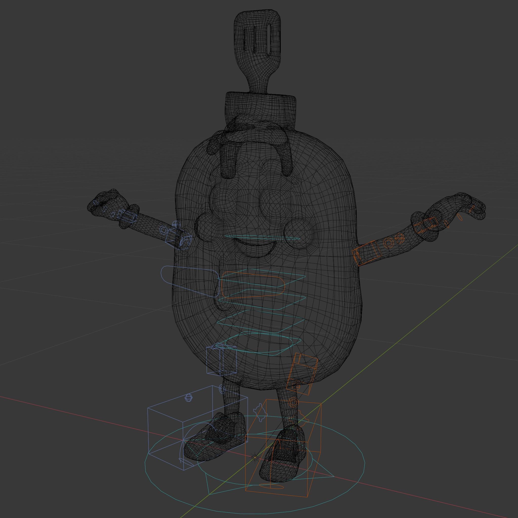 Rigged and Animated Pancake Buddy with Syrup and Spatula Low-poly 3D model_6