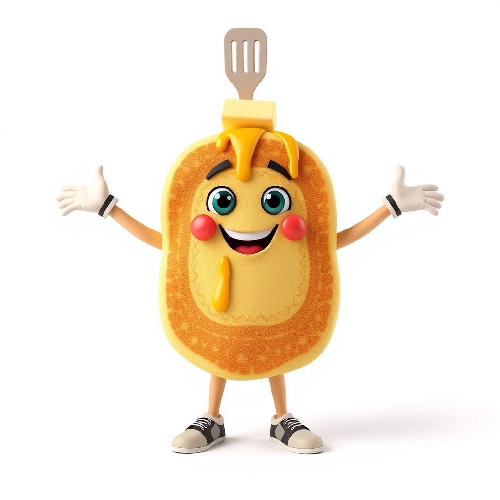 Rigged and Animated Pancake Buddy with Syrup and Spatula Low-poly 3D model_2