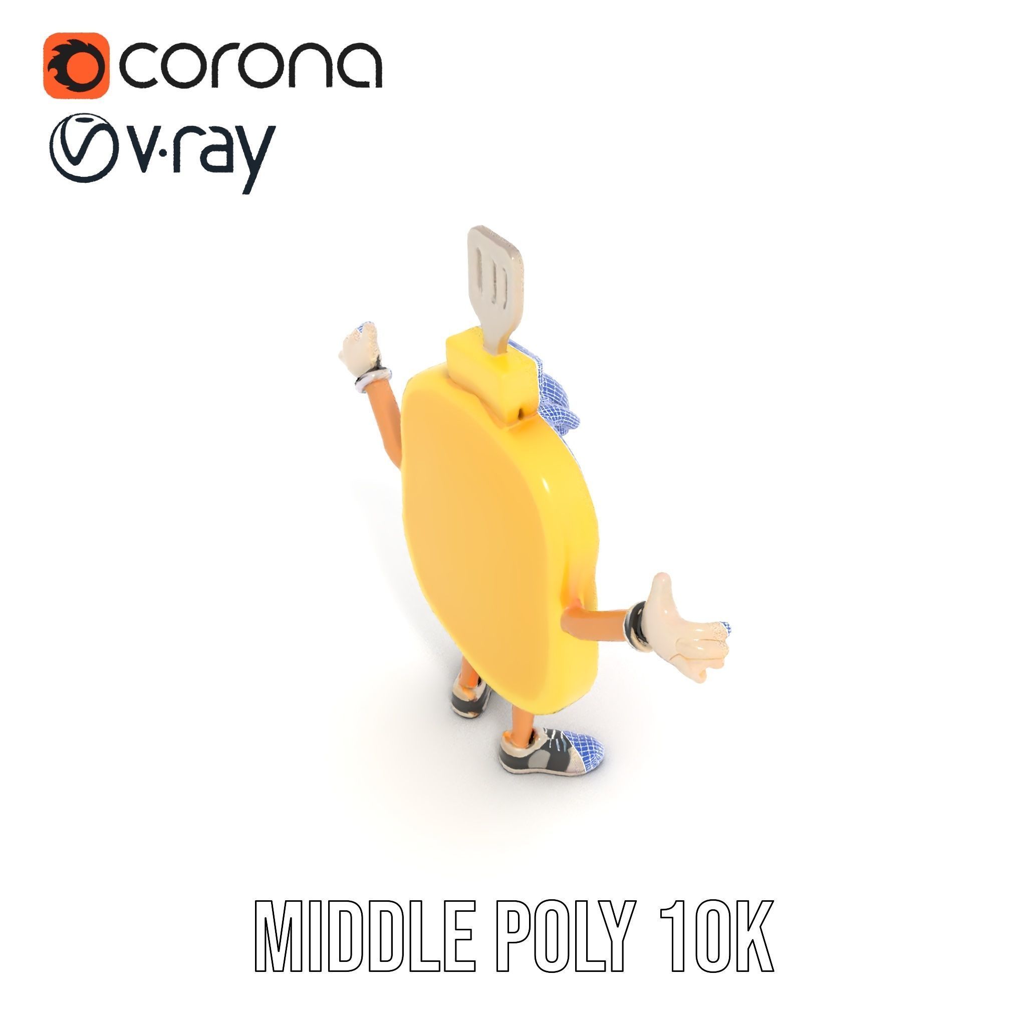 Rigged and Animated Pancake Buddy with Syrup and Spatula Low-poly 3D model_26