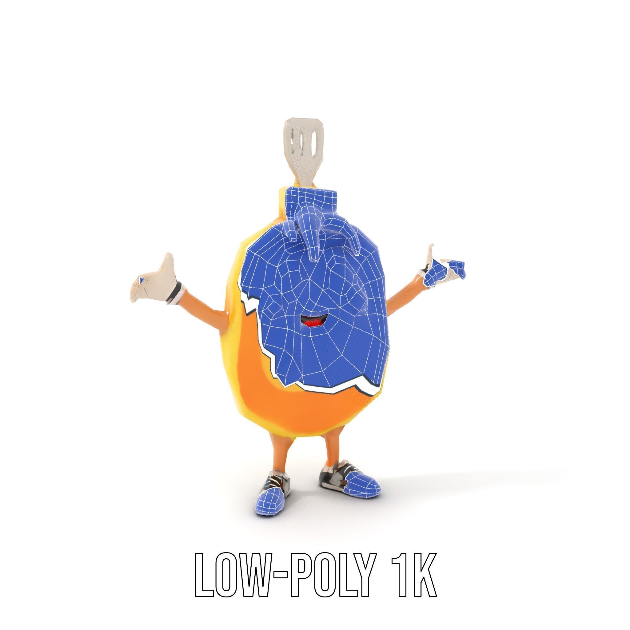 Rigged and Animated Pancake Buddy with Syrup and Spatula Low-poly 3D model_30