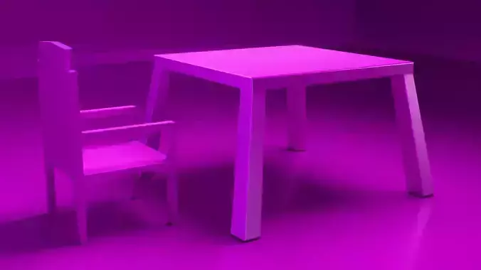 Modern Low Poly Table and Chair Set - Blender Ready