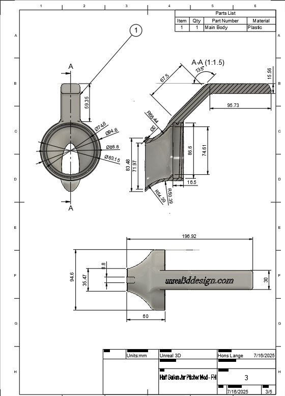 Half Gallon Jar Pitcher Mod 3D print model_2