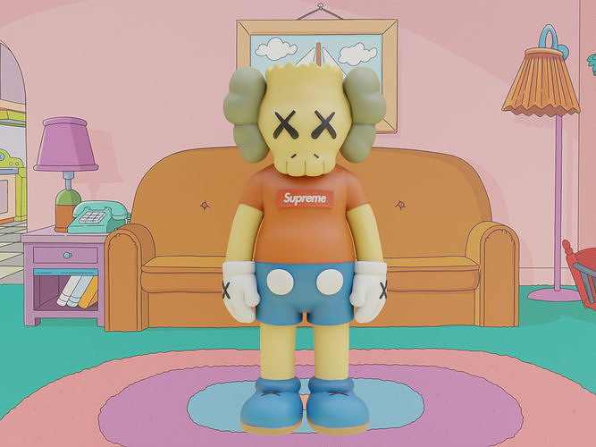 Kaws x Bart Simpson Supreme Edition Collectible Art Toy Low-poly 3D model