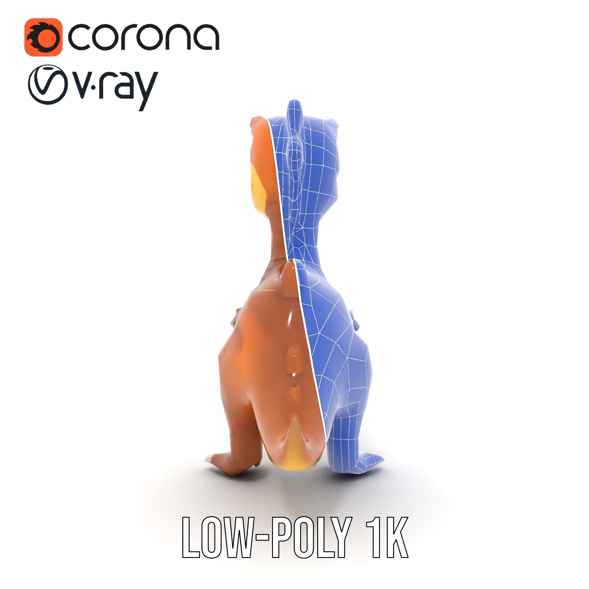 Cartoon Dinosaur Model Pack Animated Character Low-poly 3D model_16