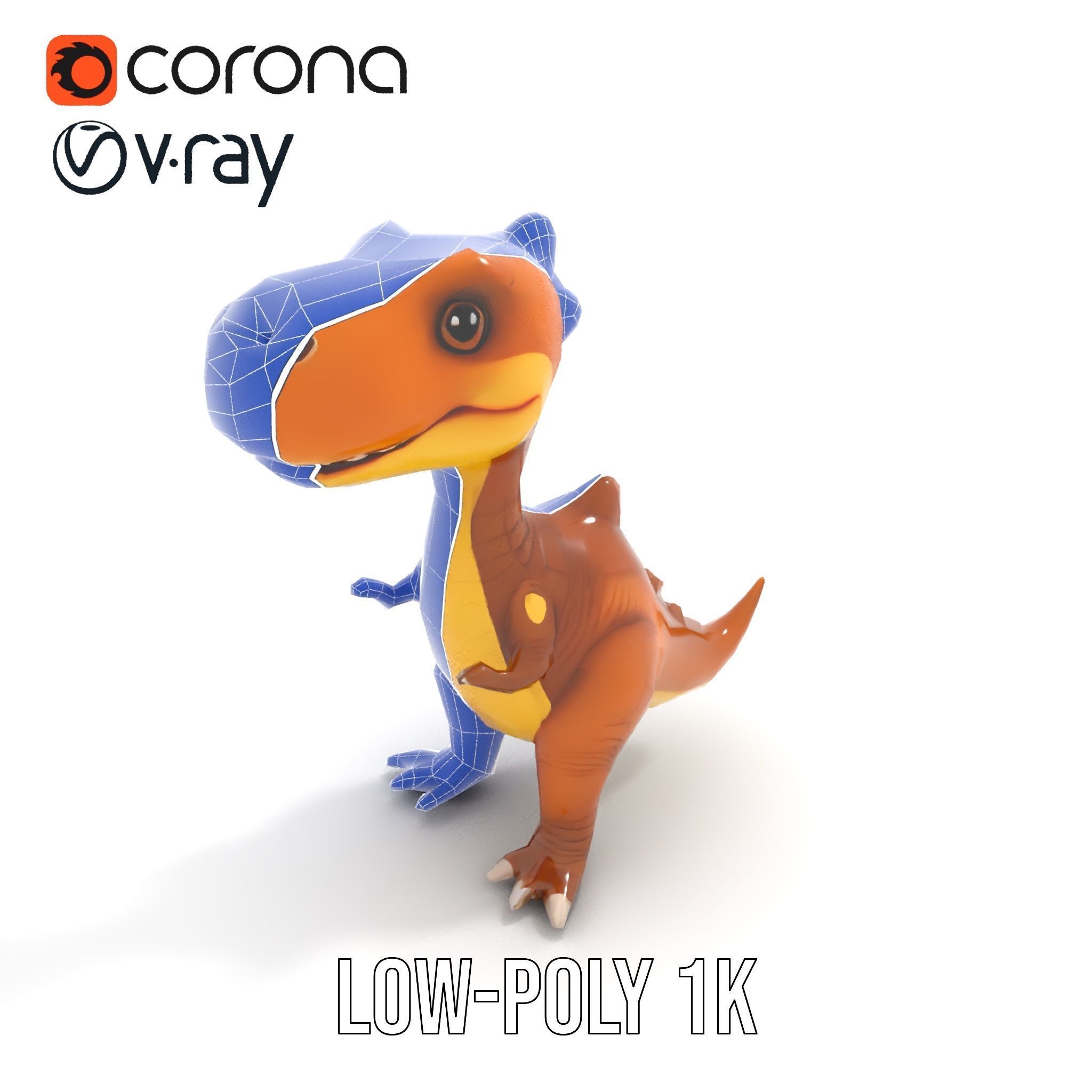 Cartoon Dinosaur Model Pack Animated Character Low-poly 3D model_22