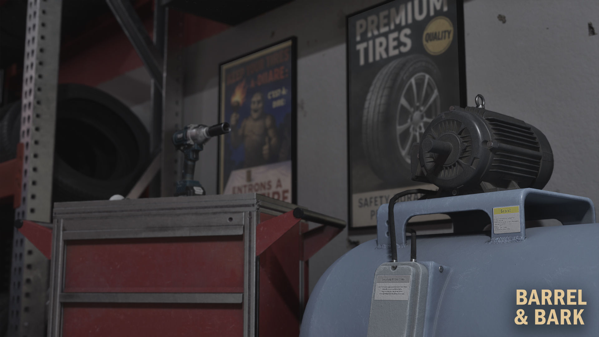 Tire Repair Shop Environment Low-poly 3D model_6