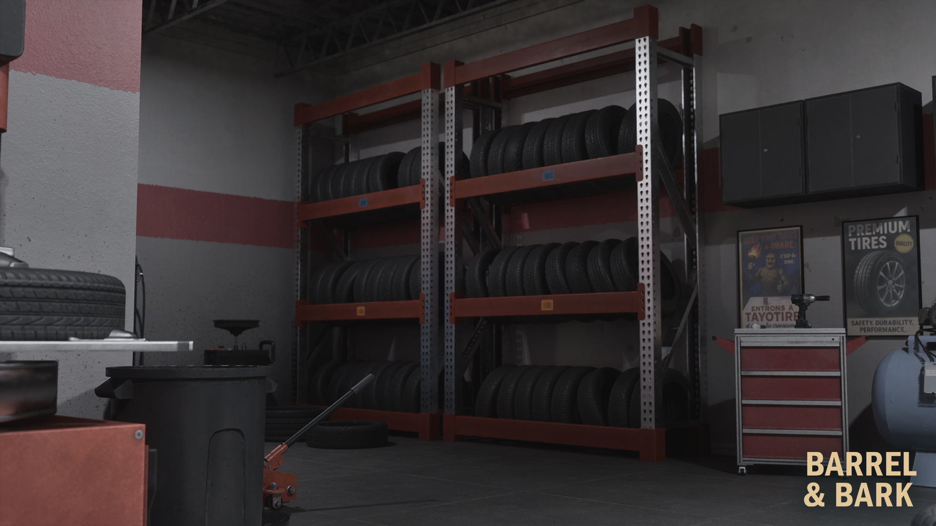 Tire Repair Shop Environment Low-poly 3D model_7