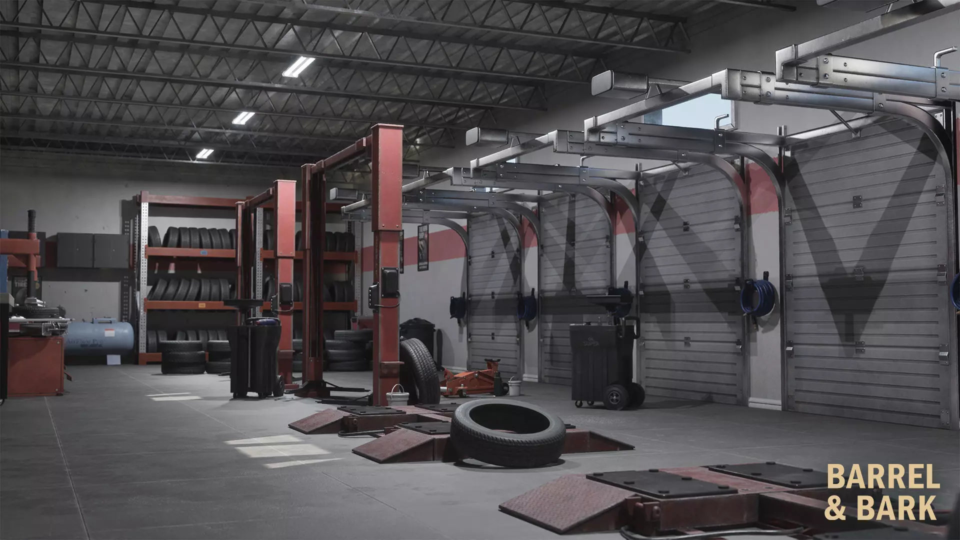 Tire Repair Shop Environment Low-poly 3D model_0