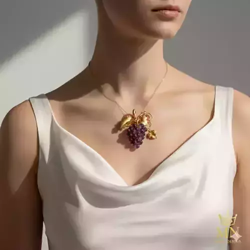 Gilded Vine Royal Amethyst Grape Pendant