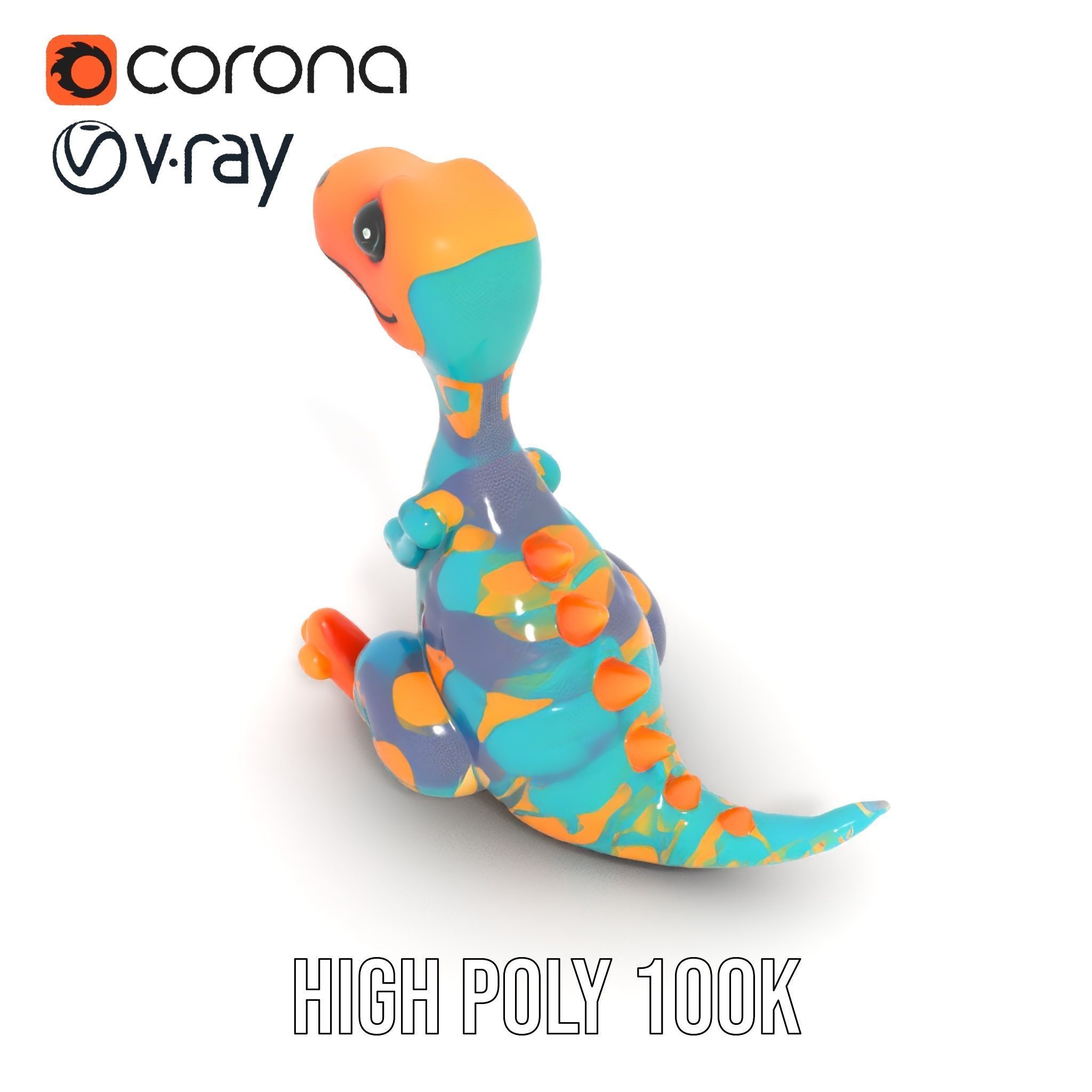 Colorful Cartoon Dinosaur Toy D Model Pack Low-poly 3D model_23