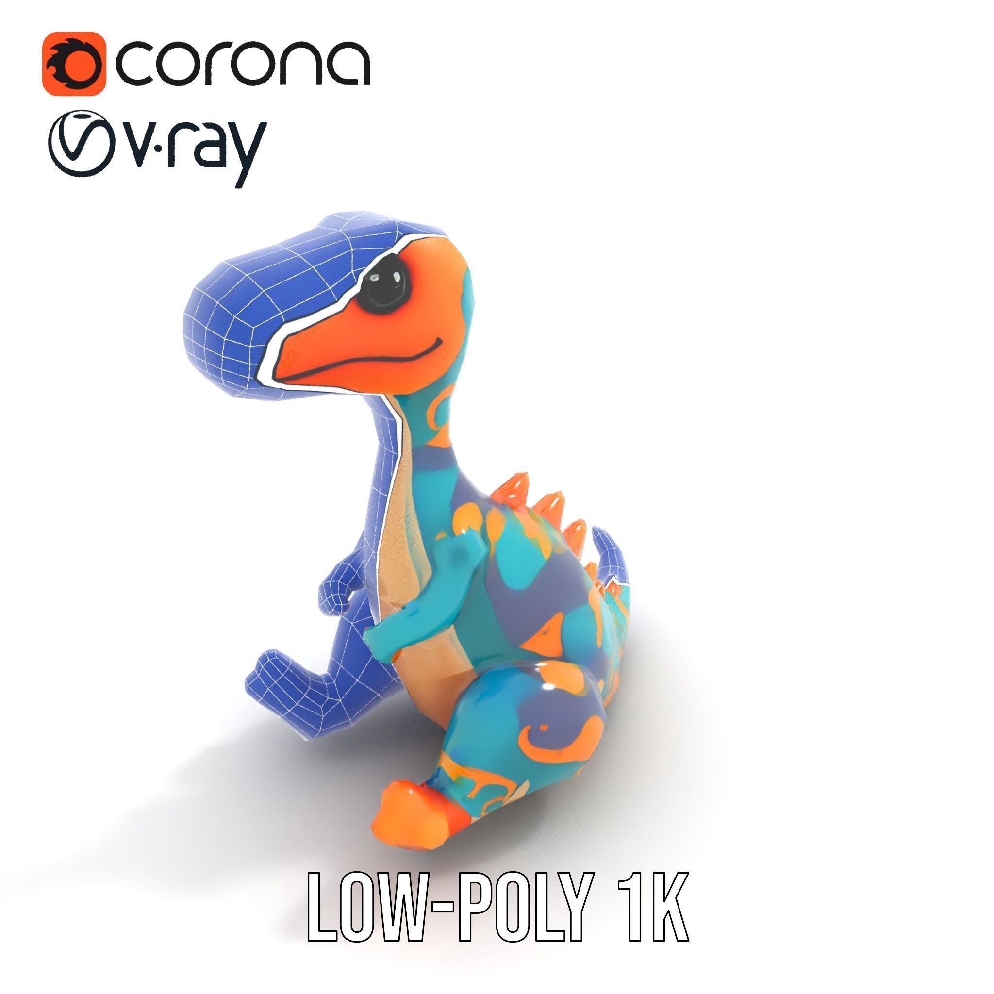 Colorful Cartoon Dinosaur Toy D Model Pack Low-poly 3D model_17