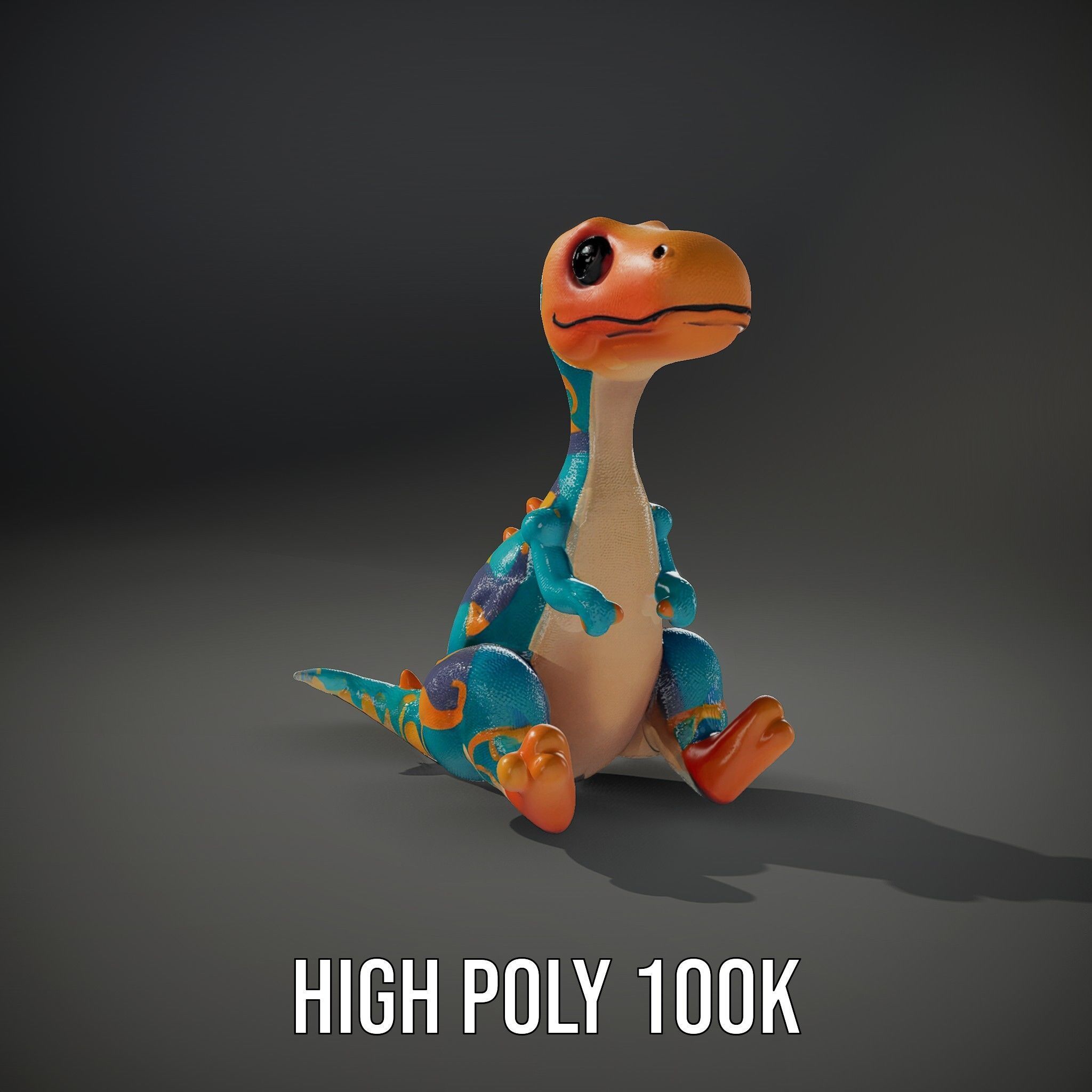 Colorful Cartoon Dinosaur Toy D Model Pack Low-poly 3D model_8
