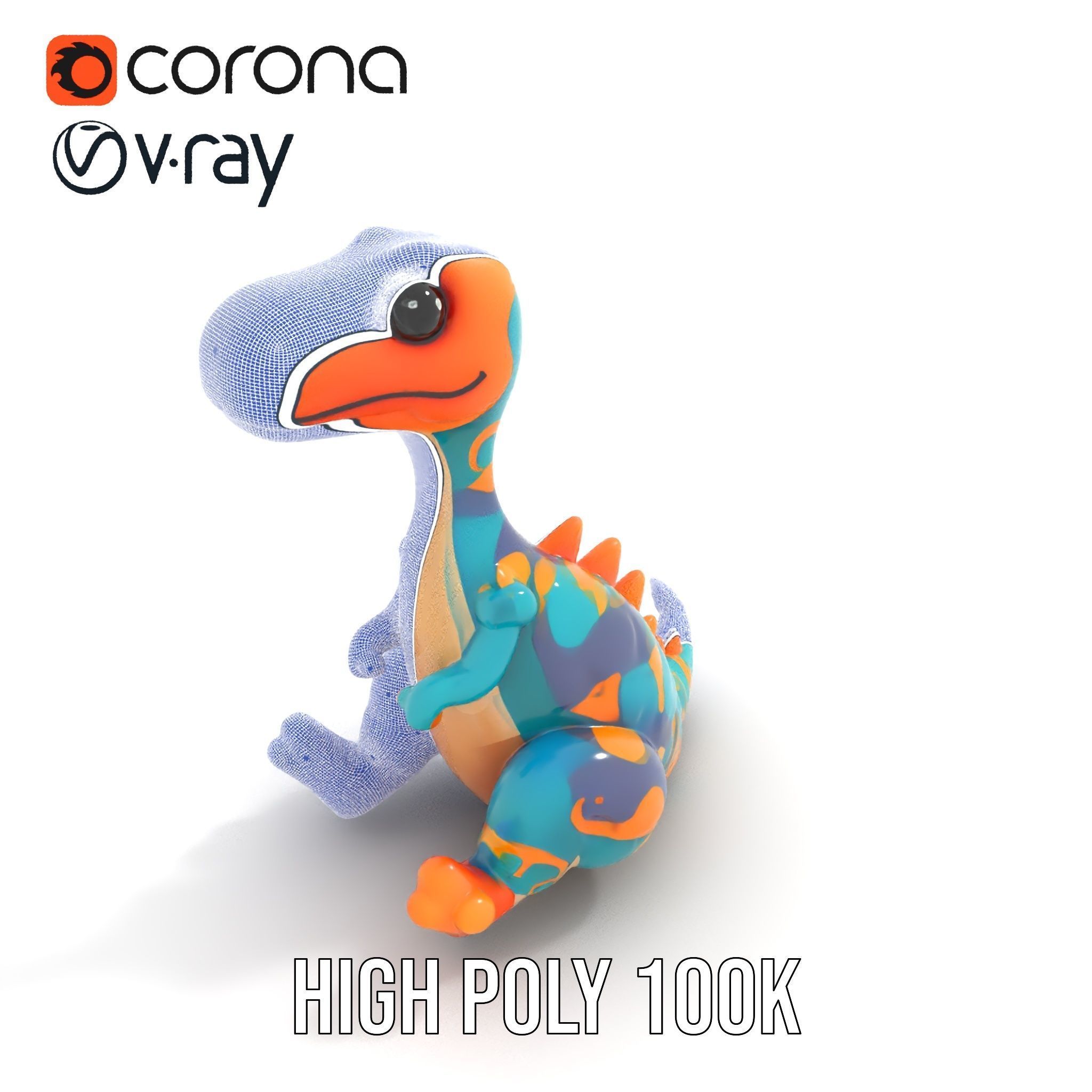 Colorful Cartoon Dinosaur Toy D Model Pack Low-poly 3D model_31