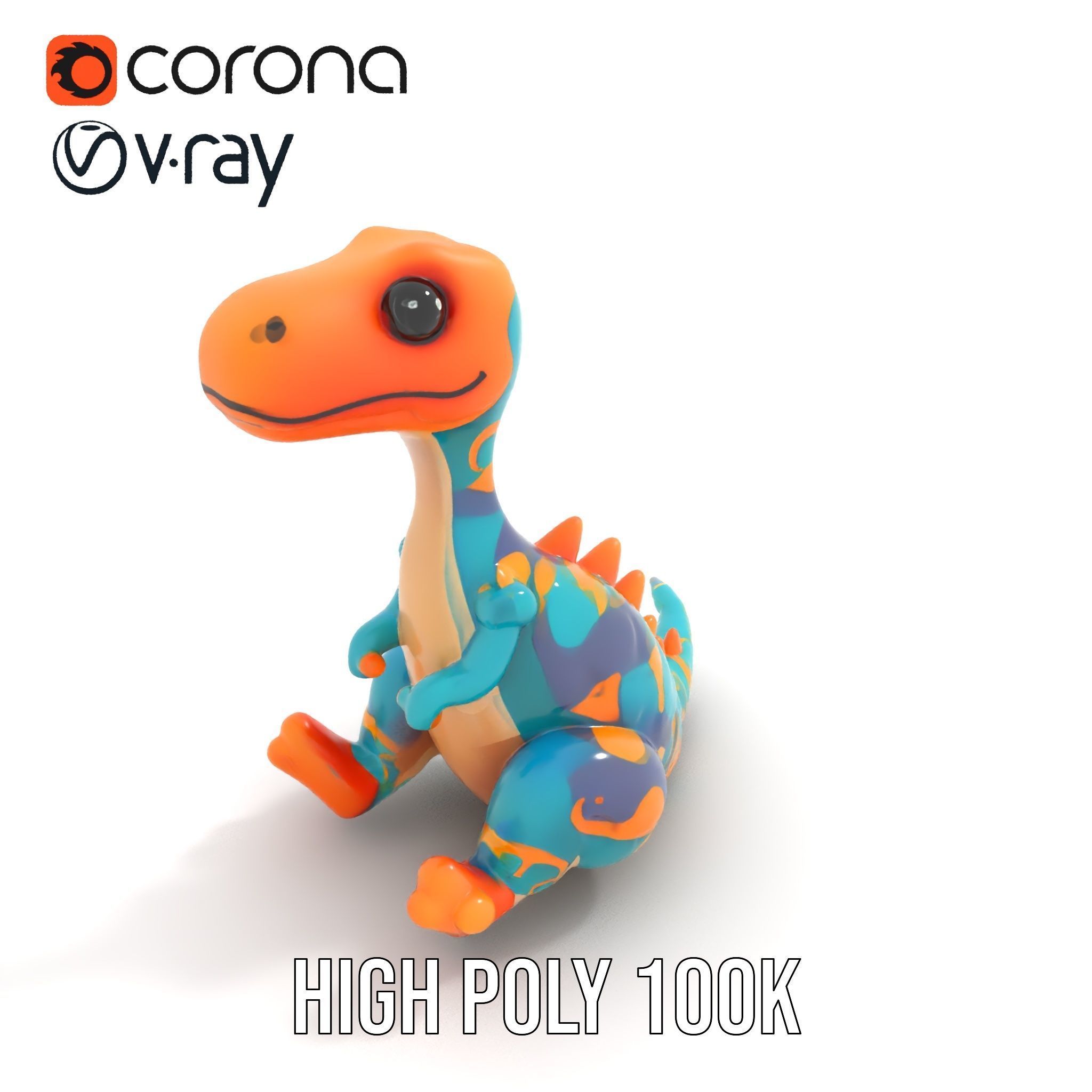 Colorful Cartoon Dinosaur Toy D Model Pack Low-poly 3D model_18