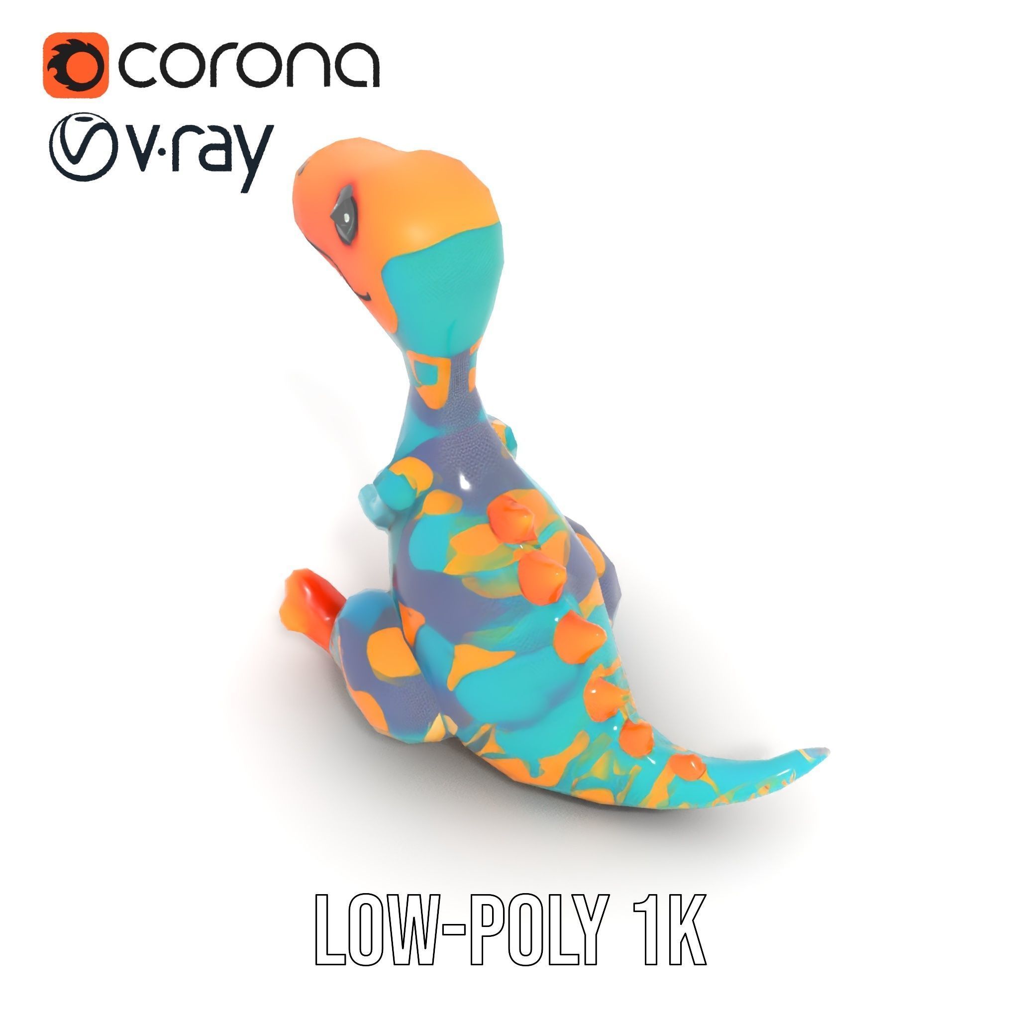 Colorful Cartoon Dinosaur Toy D Model Pack Low-poly 3D model_9