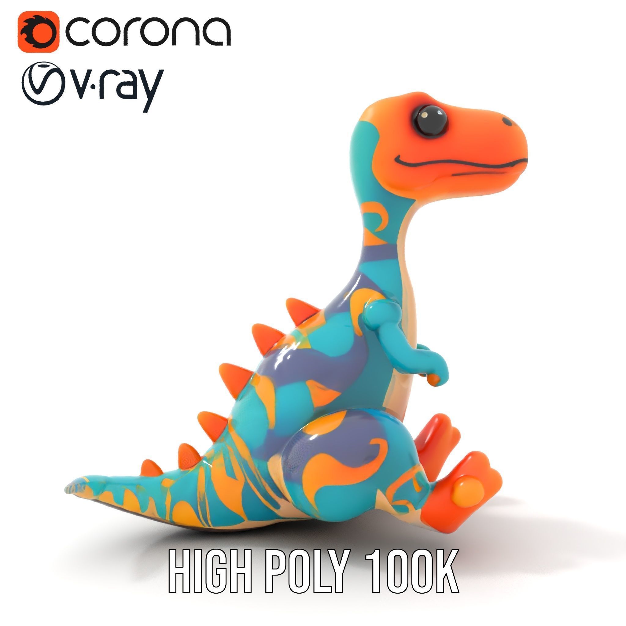 Colorful Cartoon Dinosaur Toy D Model Pack Low-poly 3D model_15