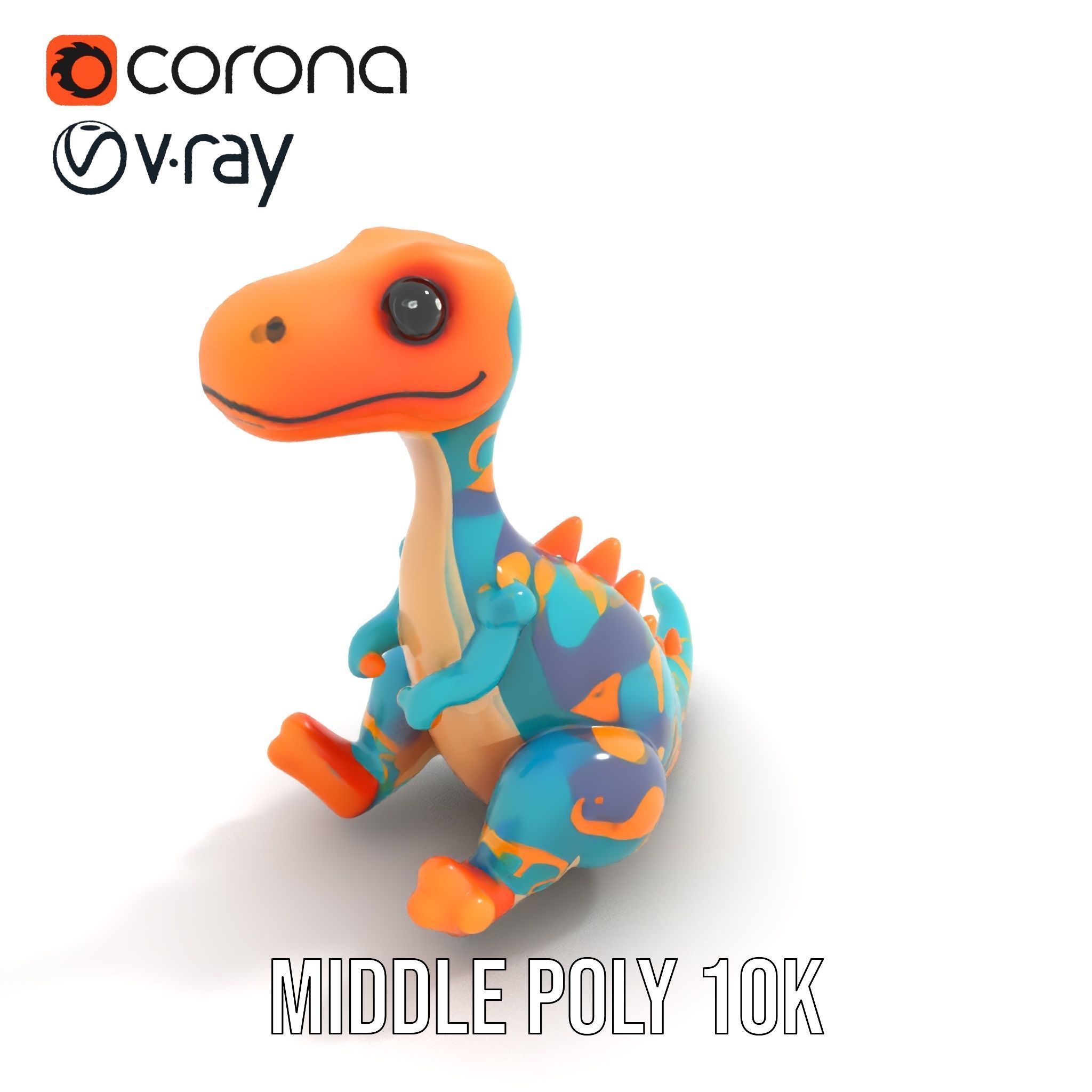 Colorful Cartoon Dinosaur Toy D Model Pack Low-poly 3D model_5