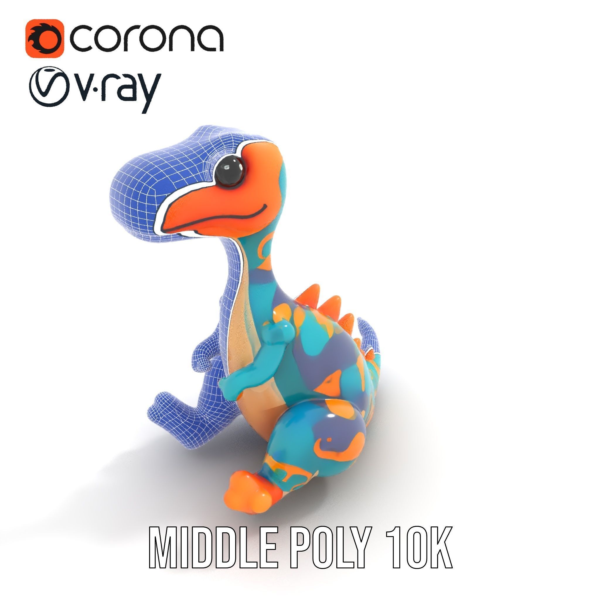 Colorful Cartoon Dinosaur Toy D Model Pack Low-poly 3D model_19