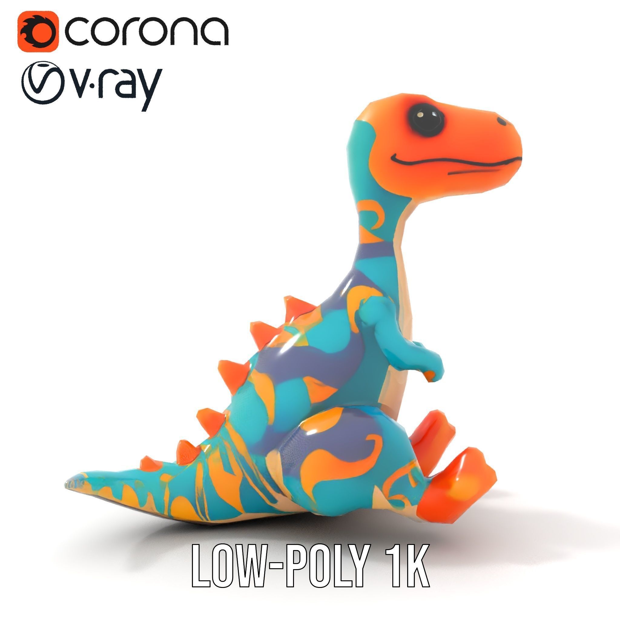 Colorful Cartoon Dinosaur Toy D Model Pack Low-poly 3D model_14