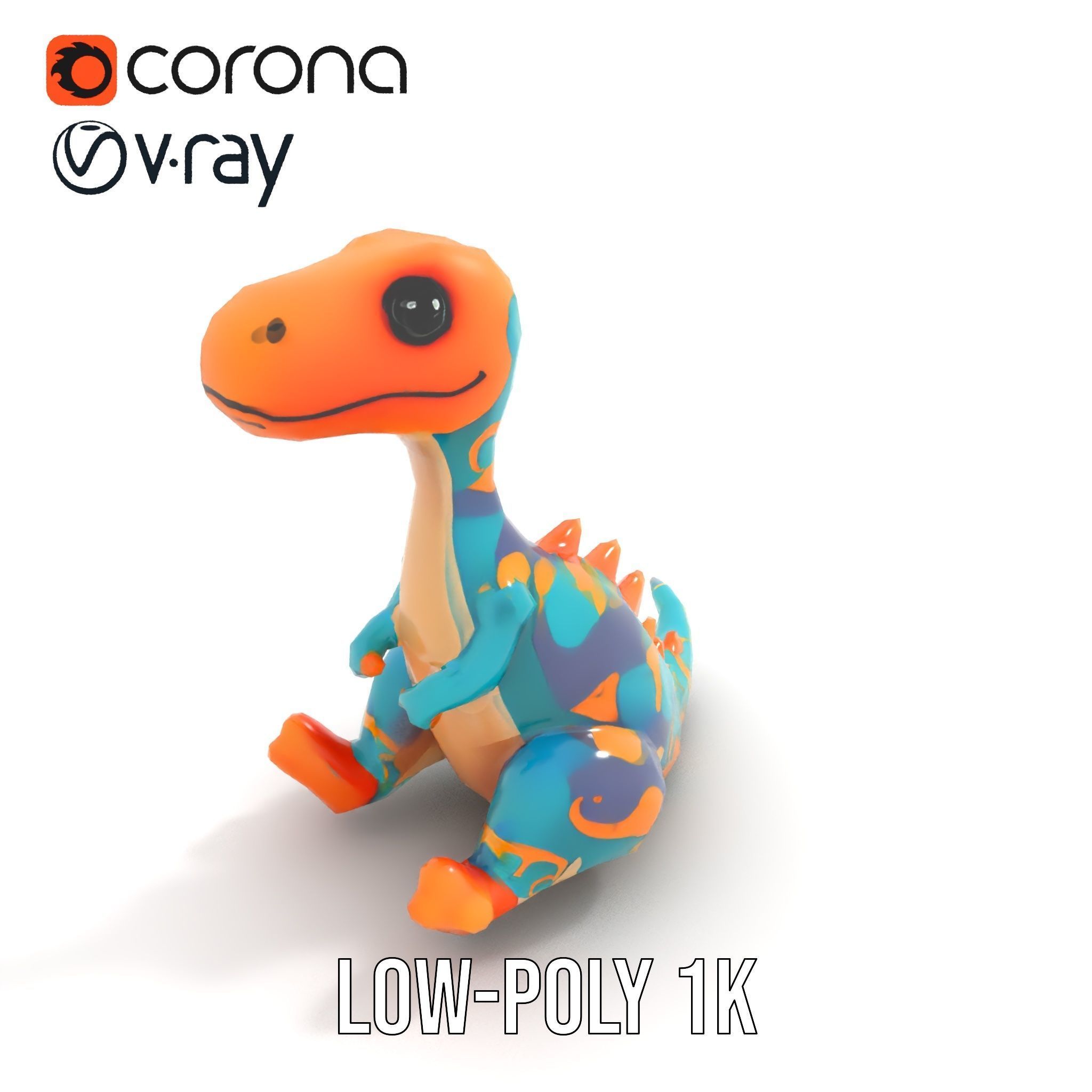 Colorful Cartoon Dinosaur Toy D Model Pack Low-poly 3D model_7