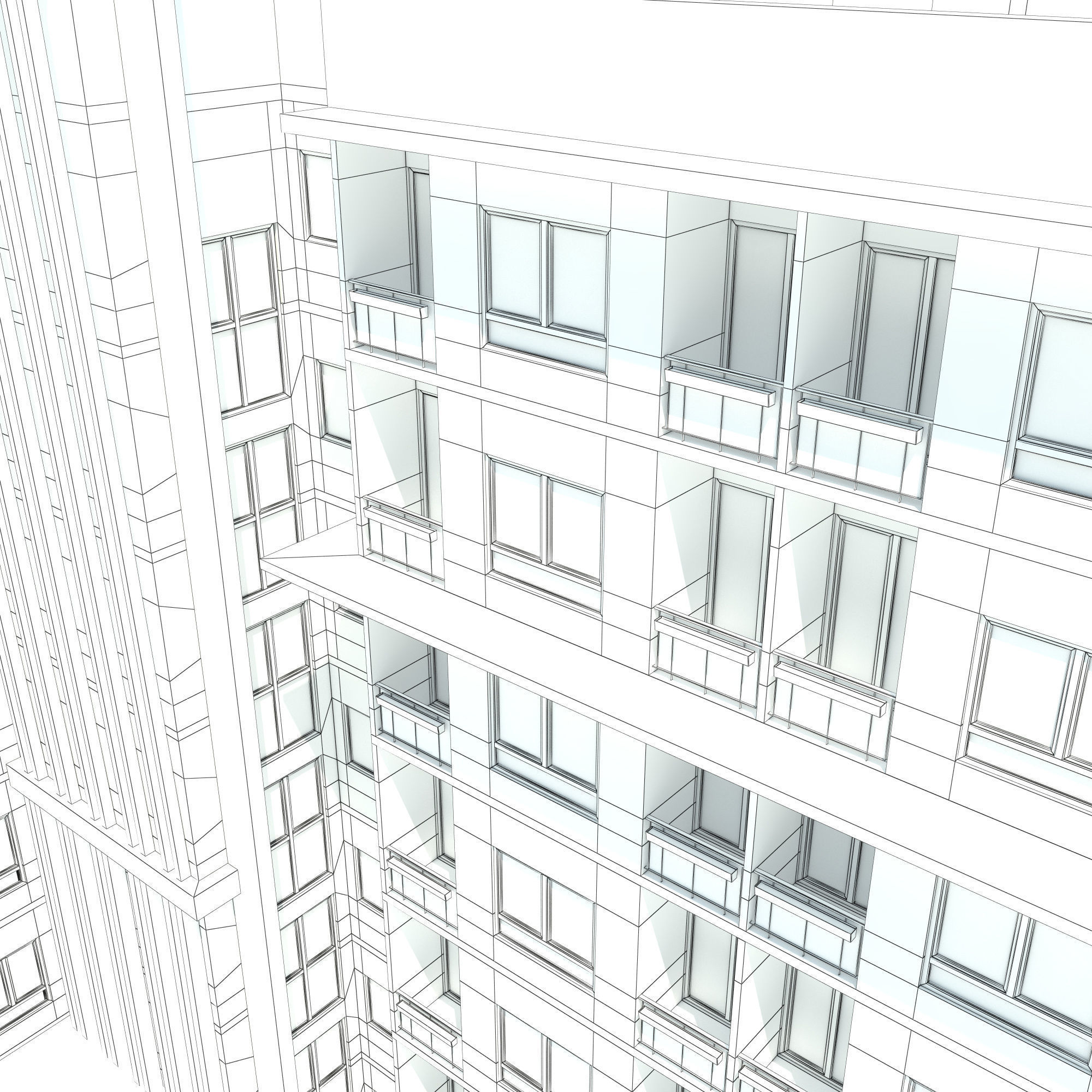 Condominium Apartment Complex with Swimming Pool 3D model_18