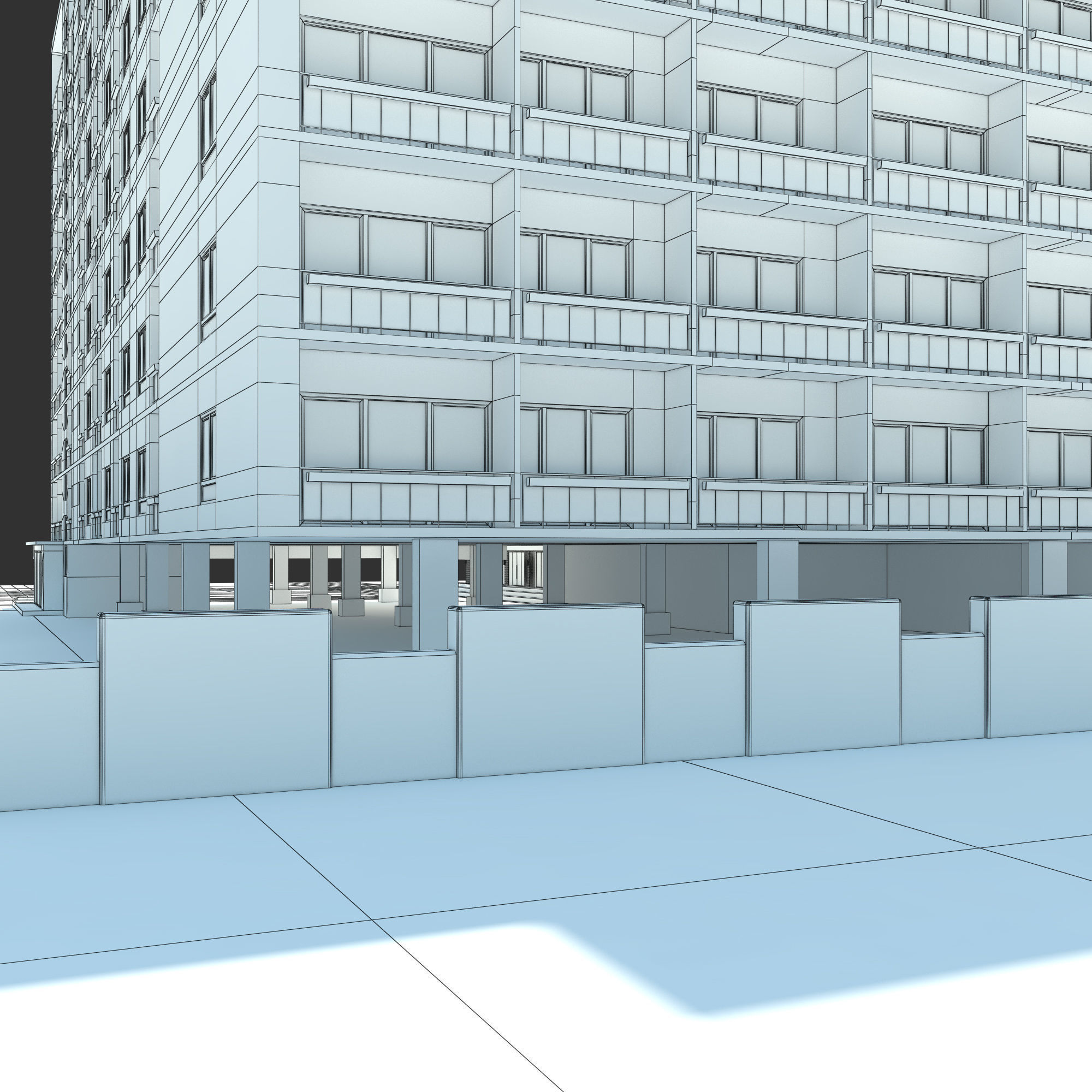 Condominium Apartment Complex with Swimming Pool 3D model_17