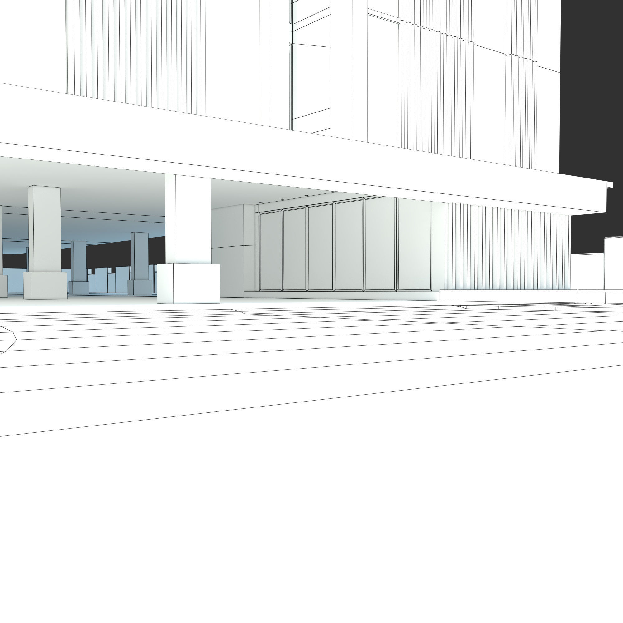 Condominium Apartment Complex with Swimming Pool 3D model_13