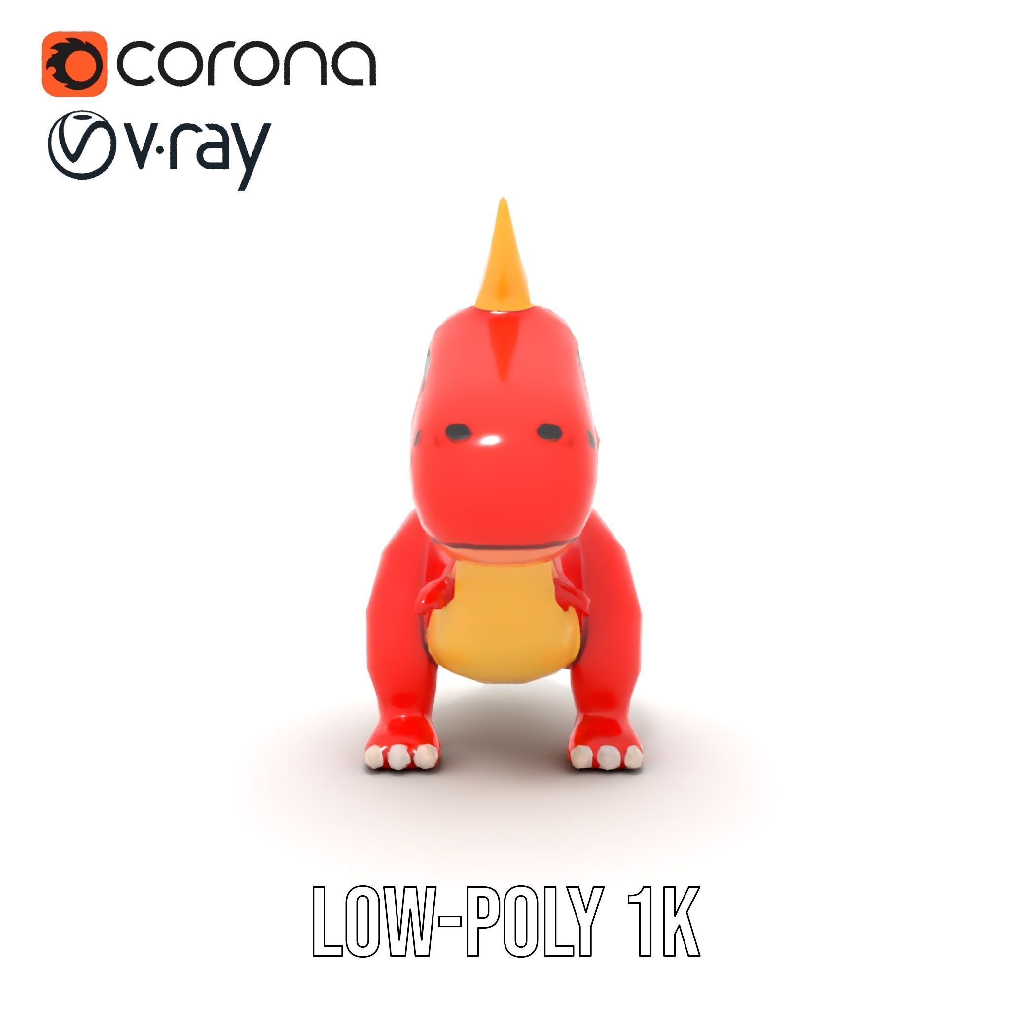 Cute Cartoon Dinosaur Model Pack Low-poly 3D model_7