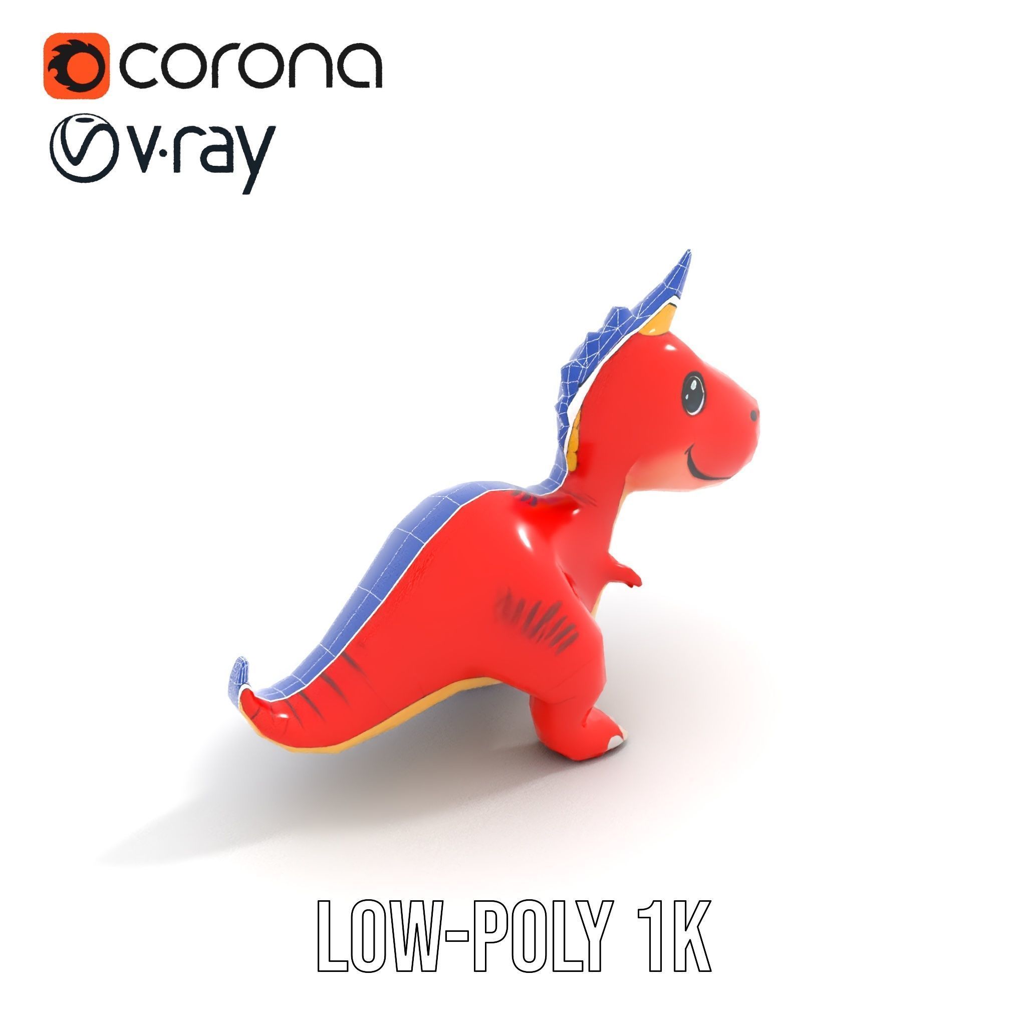 Cute Cartoon Dinosaur Model Pack Low-poly 3D model_12