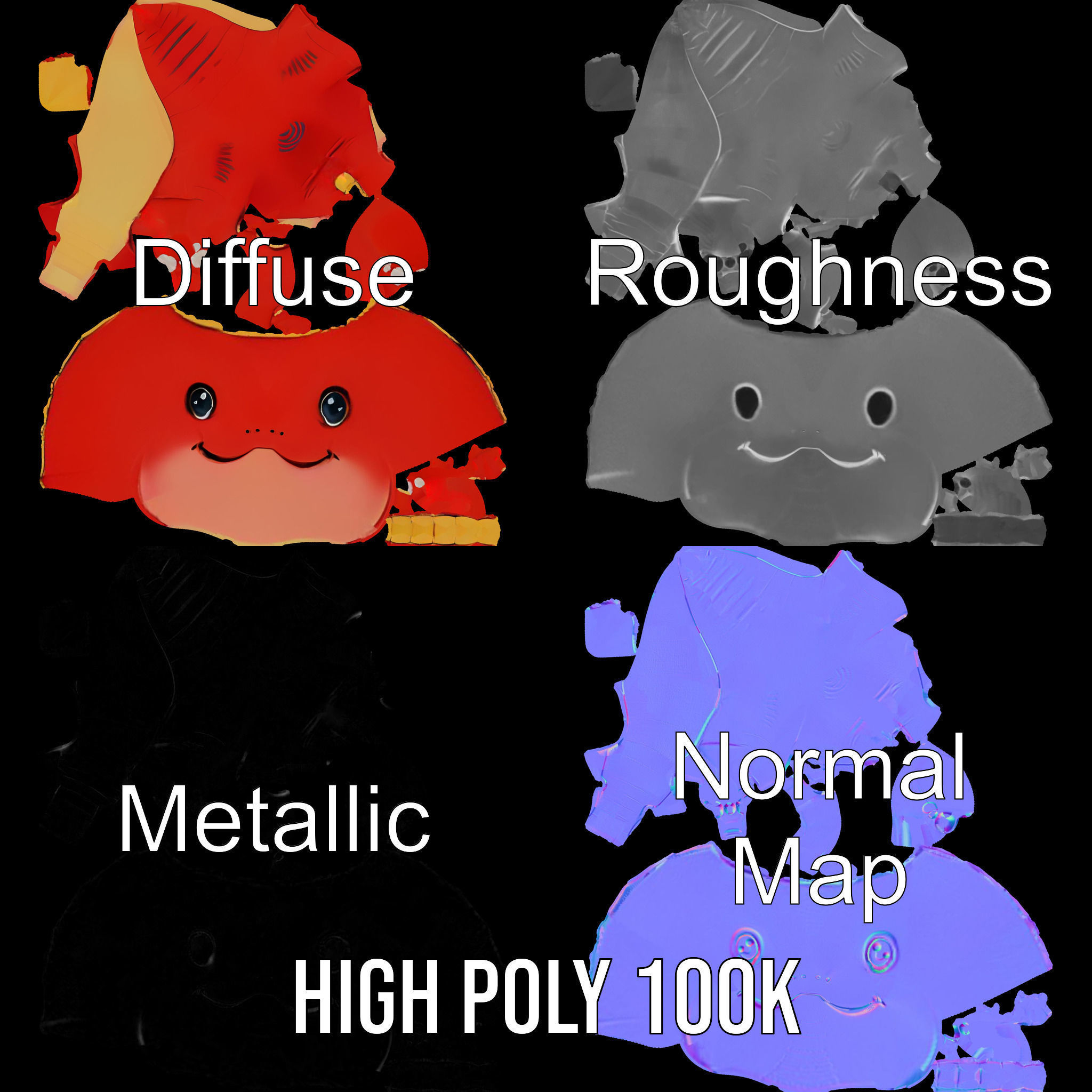Cute Cartoon Dinosaur Model Pack Low-poly 3D model_3