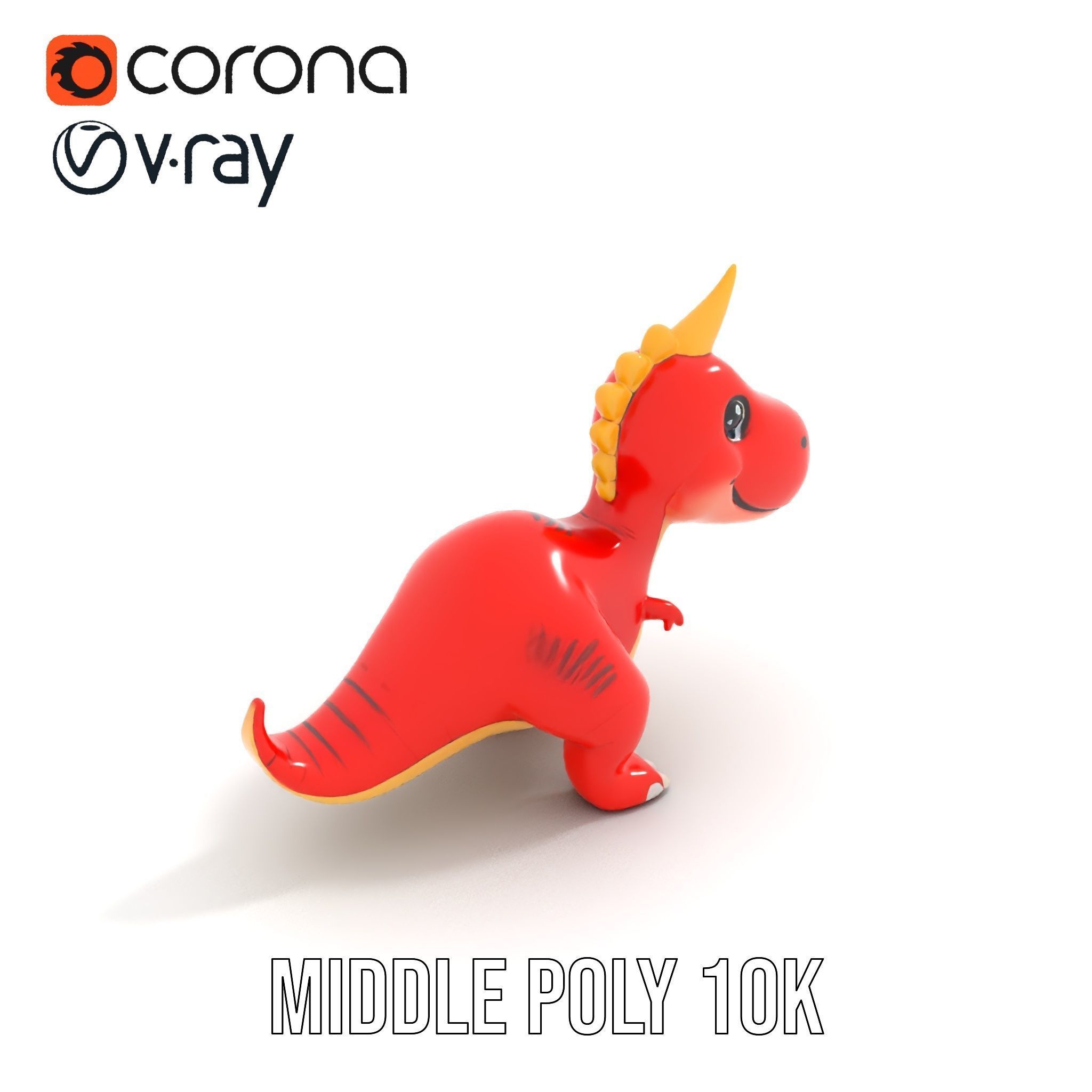 Cute Cartoon Dinosaur Model Pack Low-poly 3D model_11