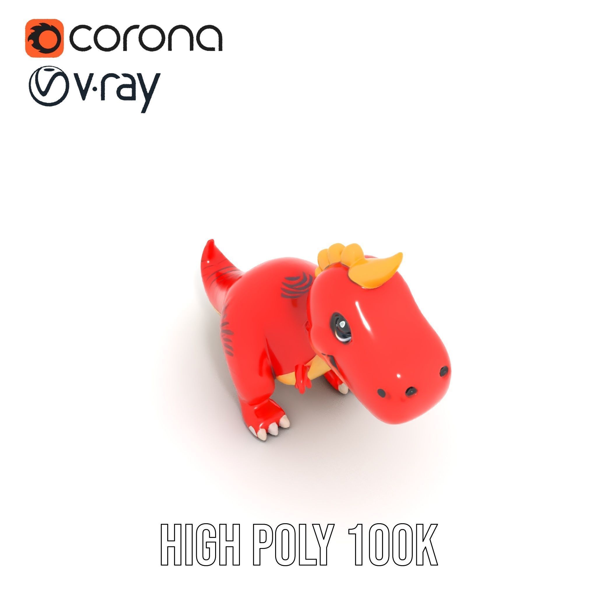 Cute Cartoon Dinosaur Model Pack Low-poly 3D model_28