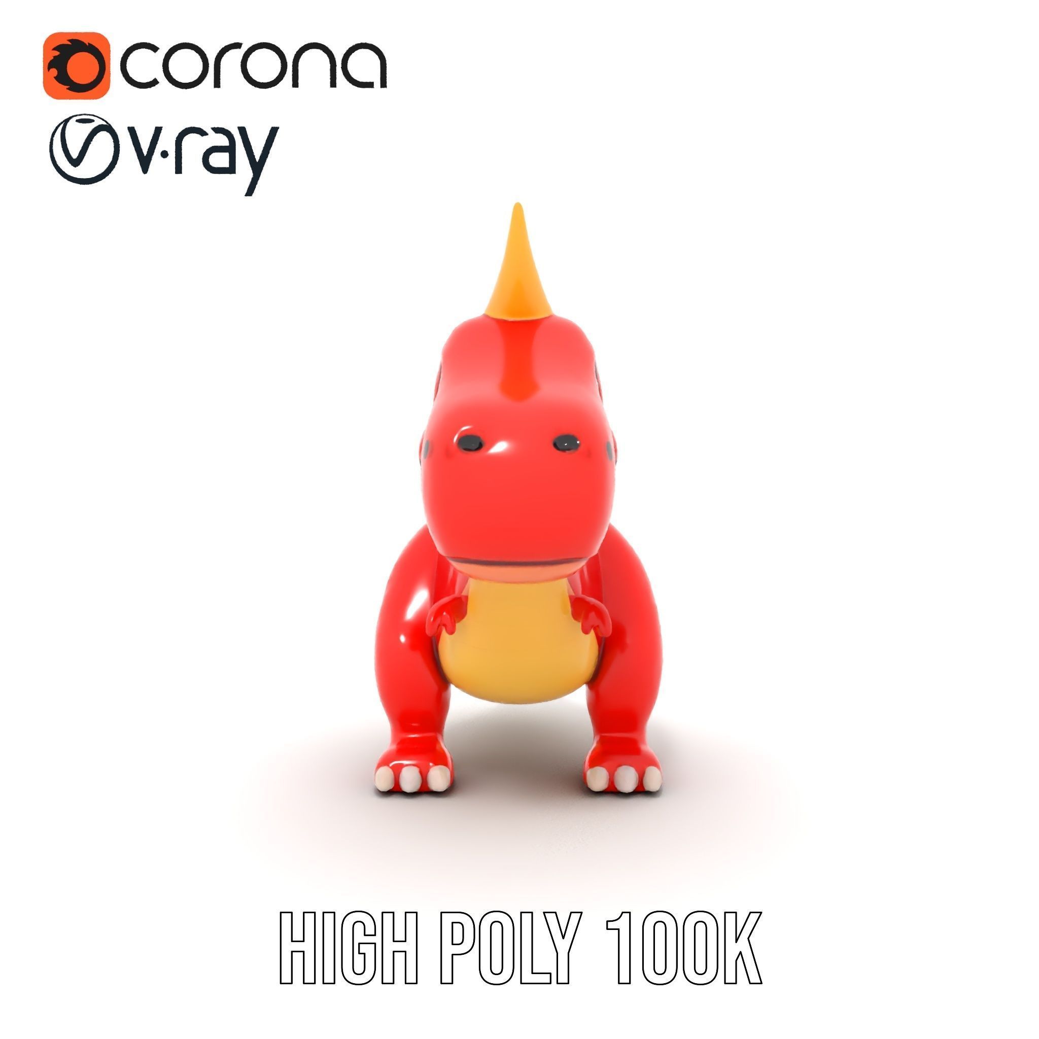 Cute Cartoon Dinosaur Model Pack Low-poly 3D model_15