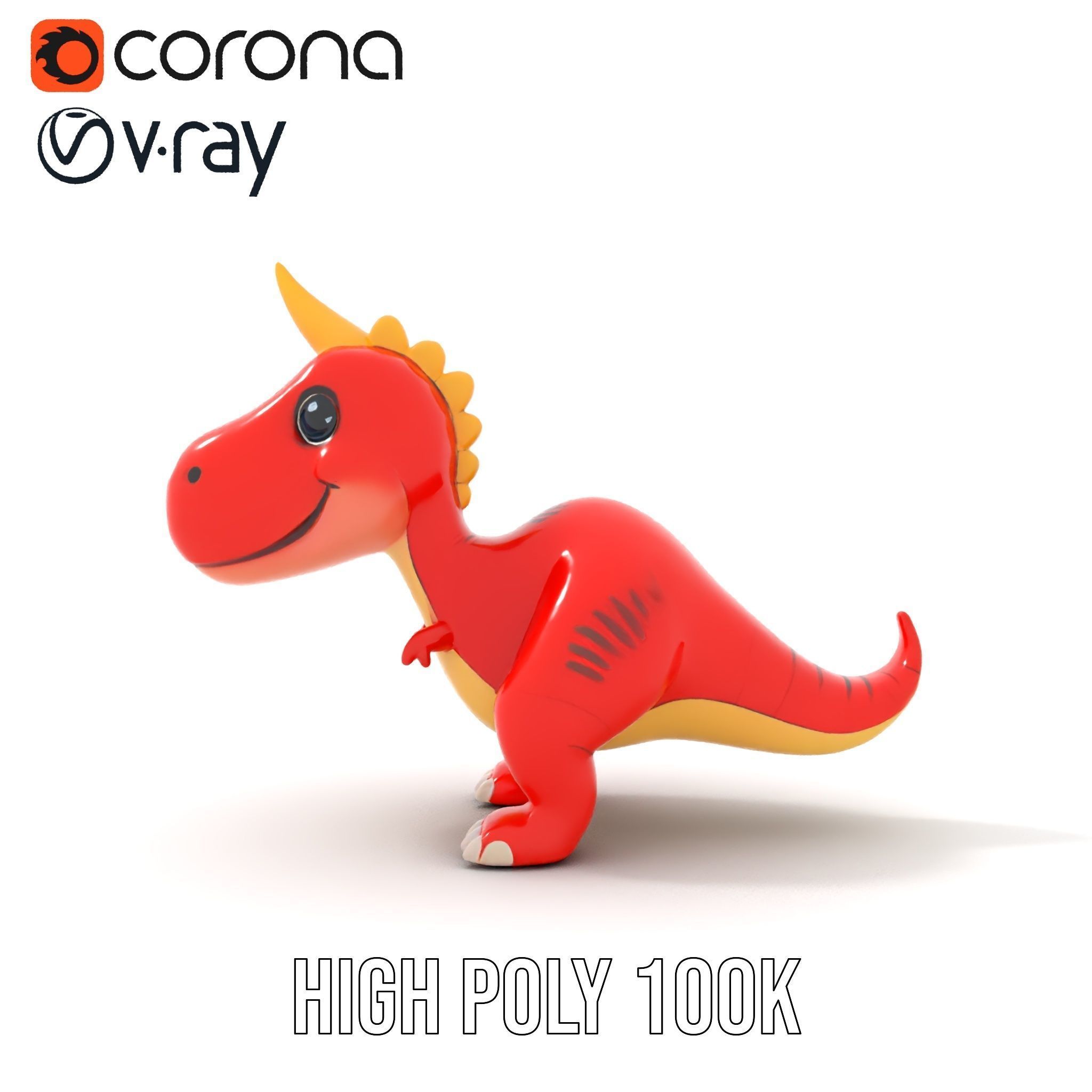 Cute Cartoon Dinosaur Model Pack Low-poly 3D model_31