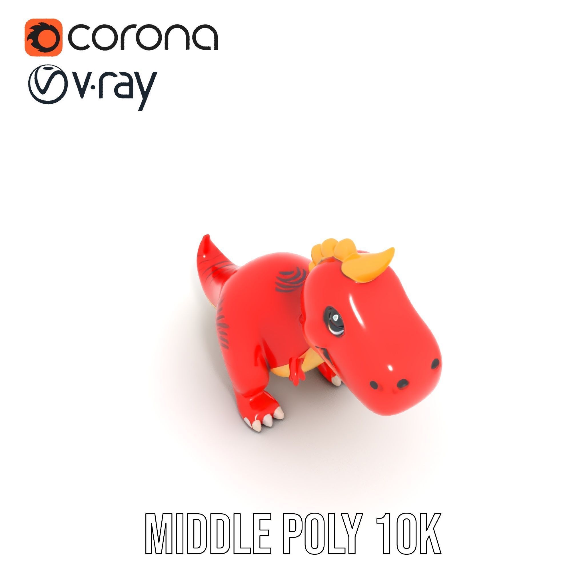 Cute Cartoon Dinosaur Model Pack Low-poly 3D model_13