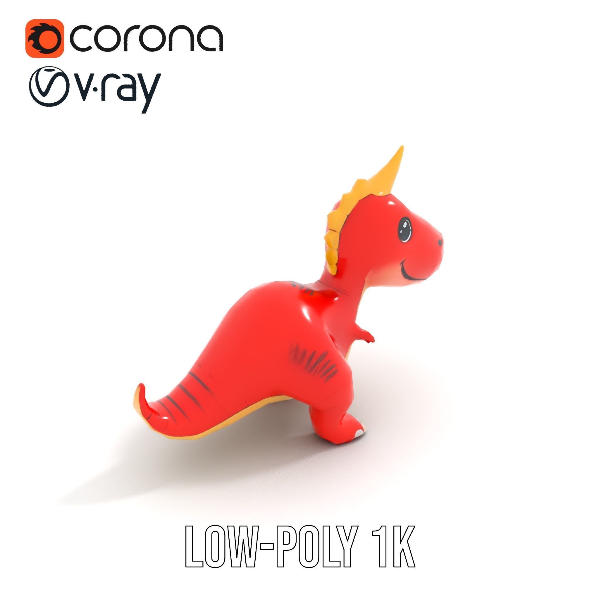 Cute Cartoon Dinosaur Model Pack Low-poly 3D model_9