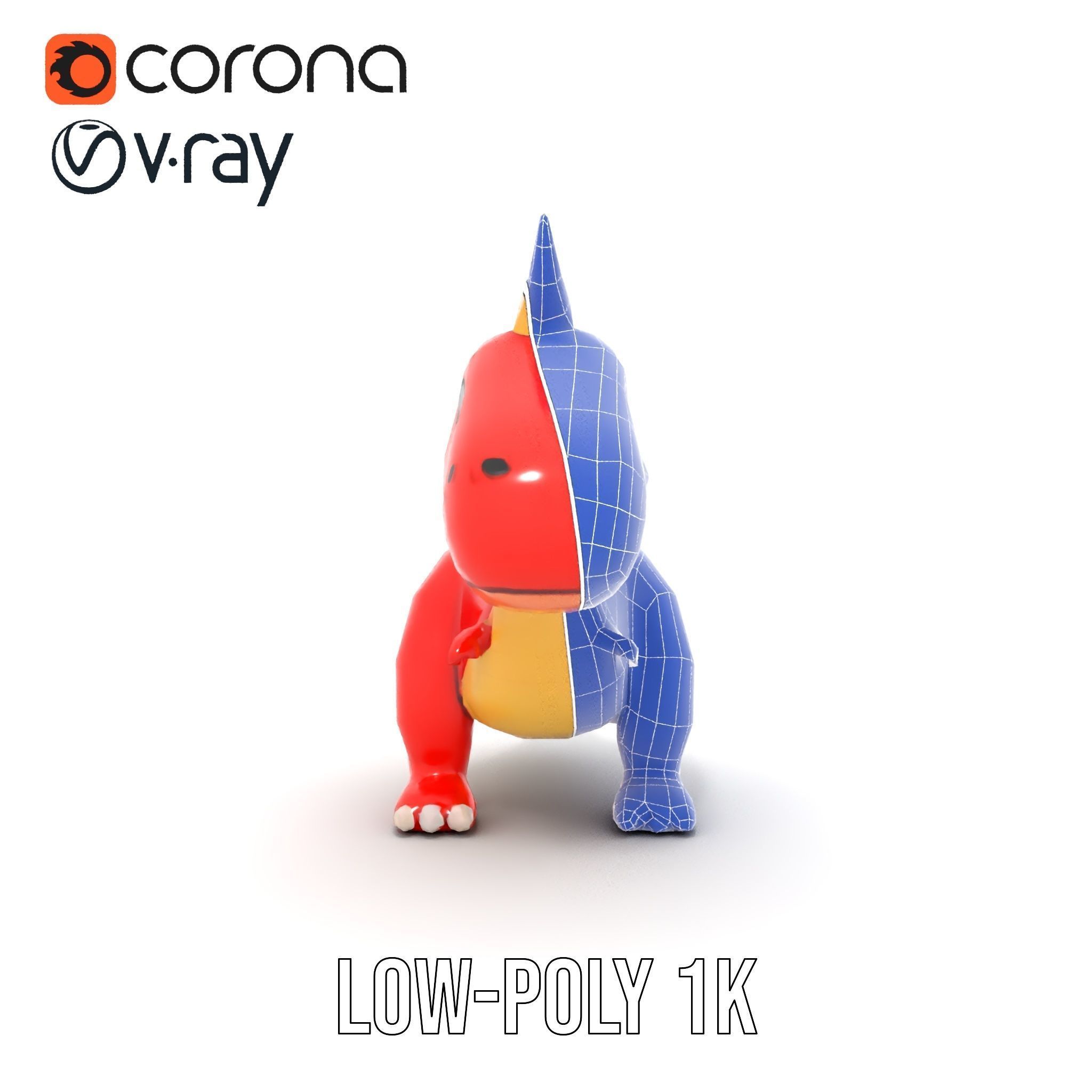 Cute Cartoon Dinosaur Model Pack Low-poly 3D model_30