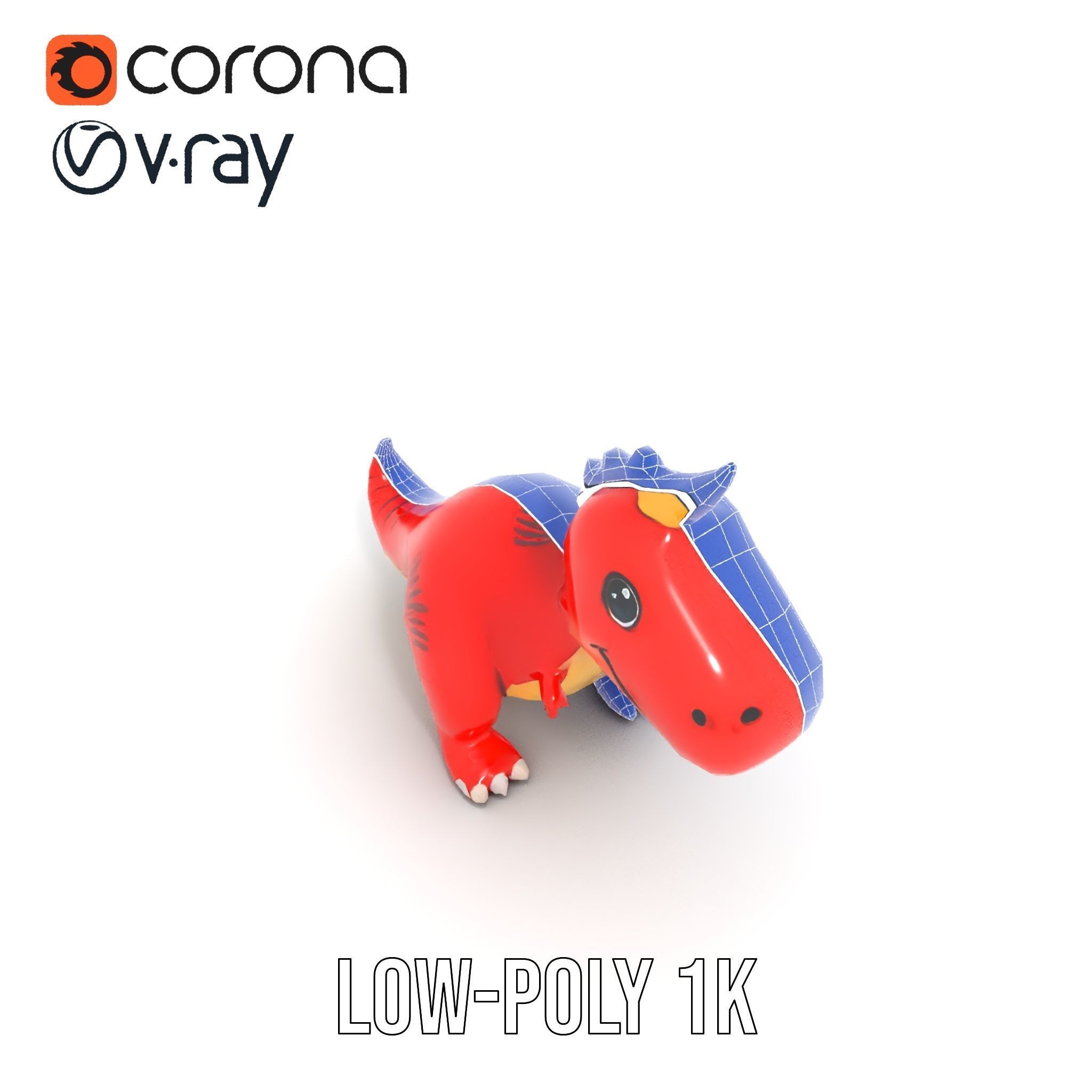 Cute Cartoon Dinosaur Model Pack Low-poly 3D model_17