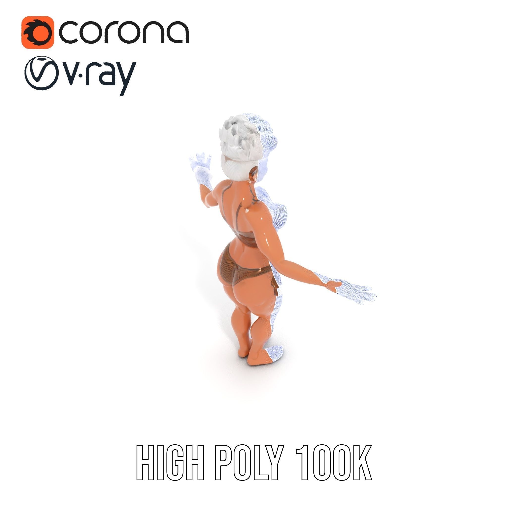 Fierce Warrior Woman Rigged and Animated with White Hair Low-poly 3D model_35