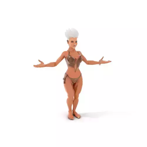Fierce Warrior Woman Rigged and Animated with White Hair