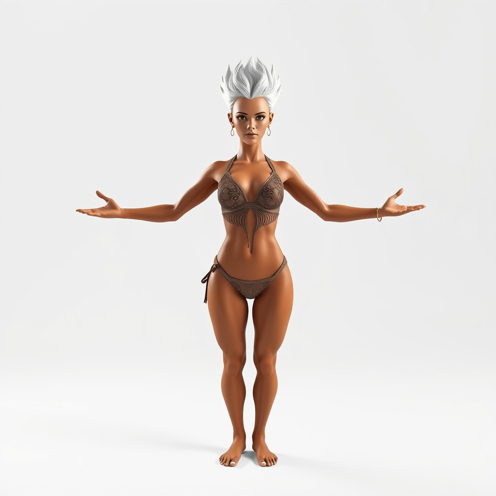 Fierce Warrior Woman Rigged and Animated with White Hair Low-poly 3D model_2