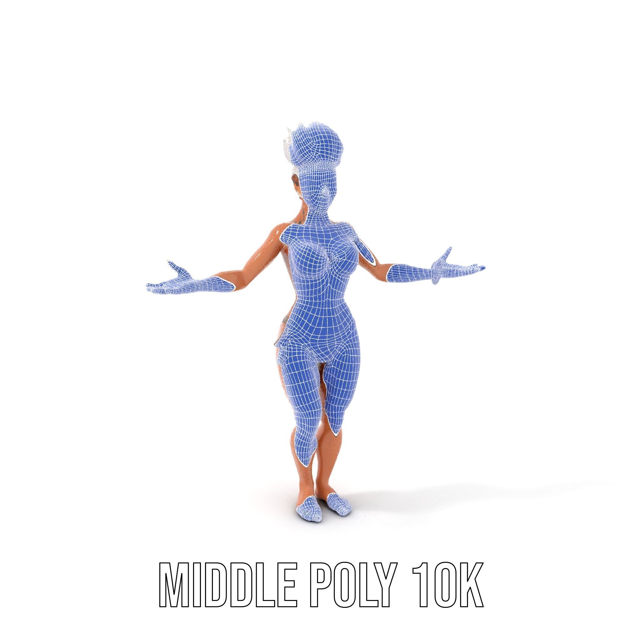 Fierce Warrior Woman Rigged and Animated with White Hair Low-poly 3D model_30